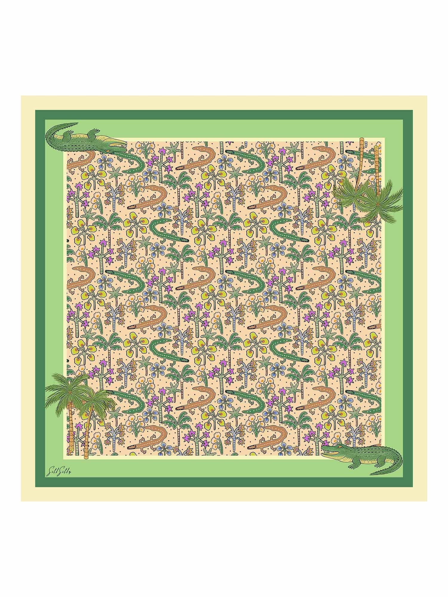 100 Maulbeerseide Krokodilmuster Schal Größe 90x90cm
