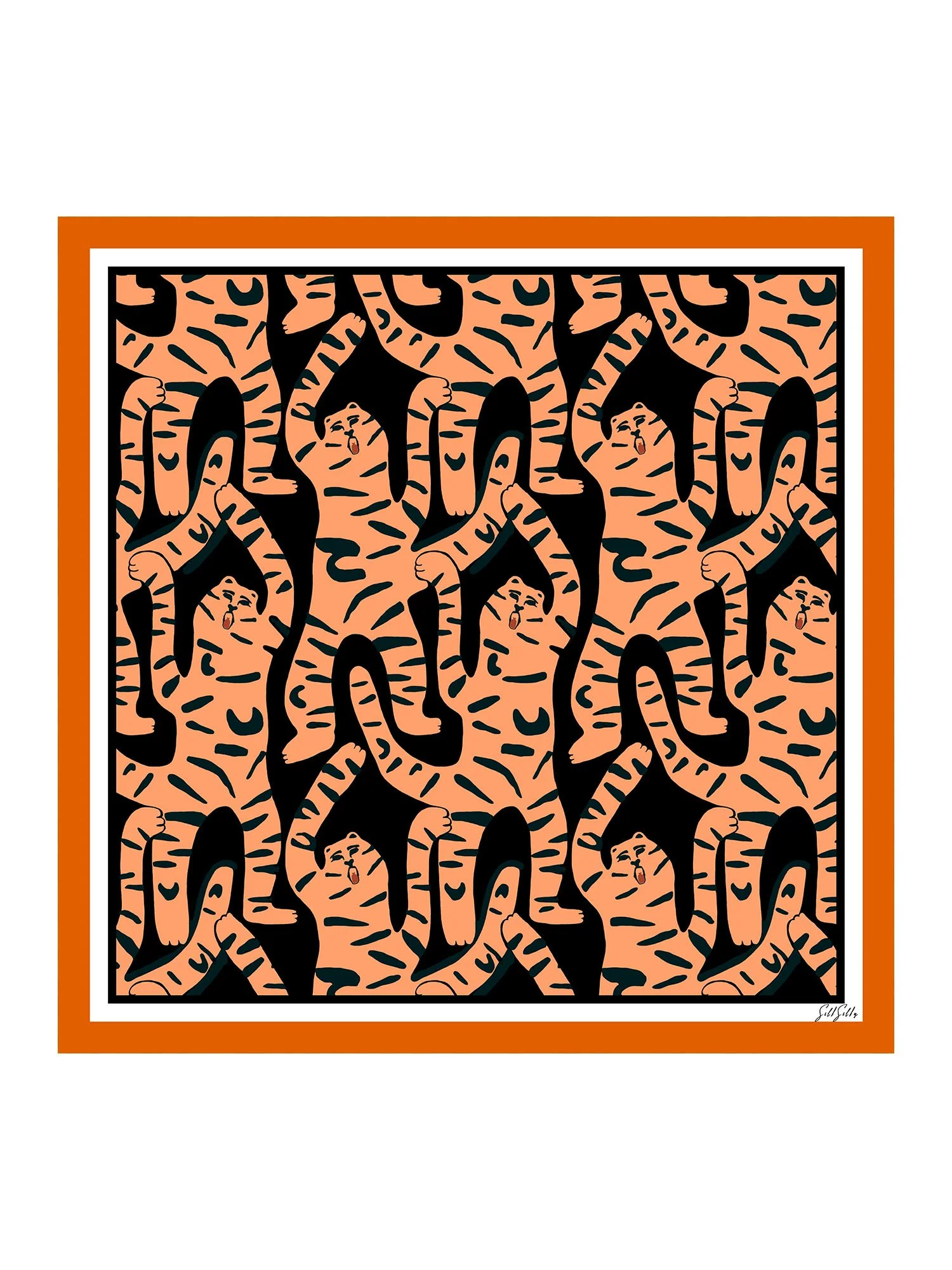 100 Prozent Maulbeerseidenschal Mit Tigermuster Größe 90x90cm