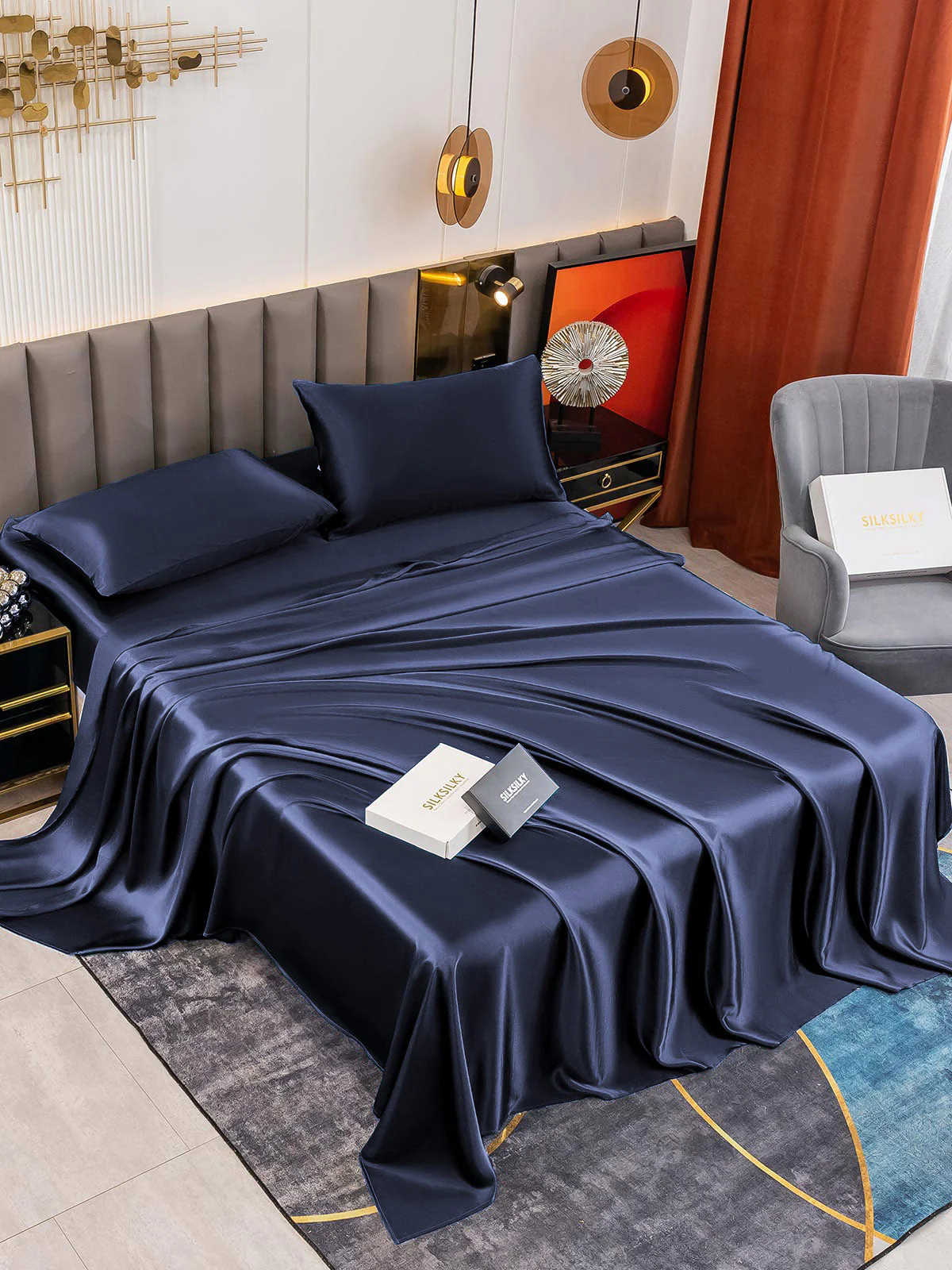 19Momme 4tlg Seide 1x Spannbettlaken+1x Wohnung Blatt+2x Kissenbezug - Image 9