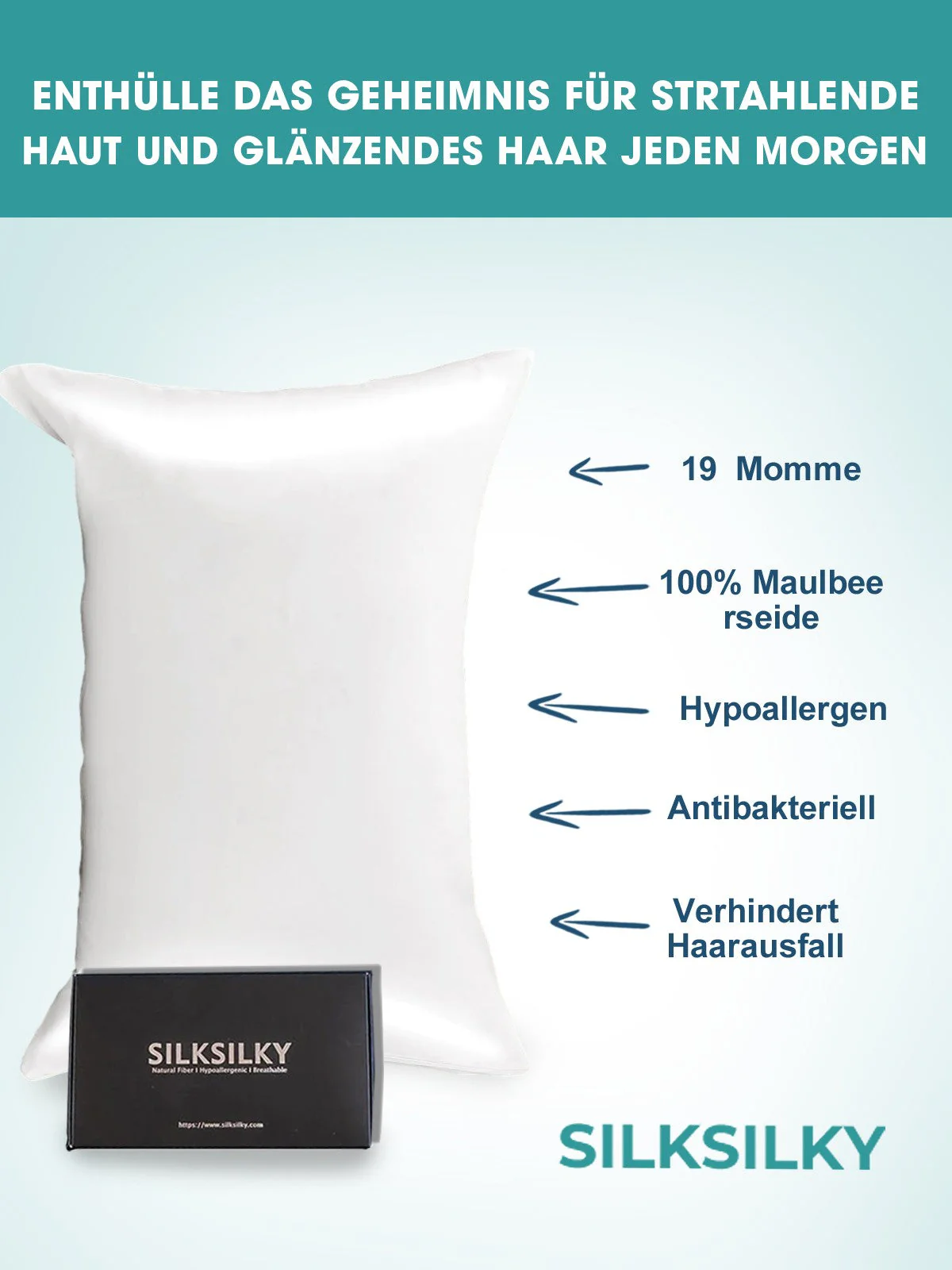 19Momme Seidenkissenbezug mit Versteckter Reißverschluss - Image 10