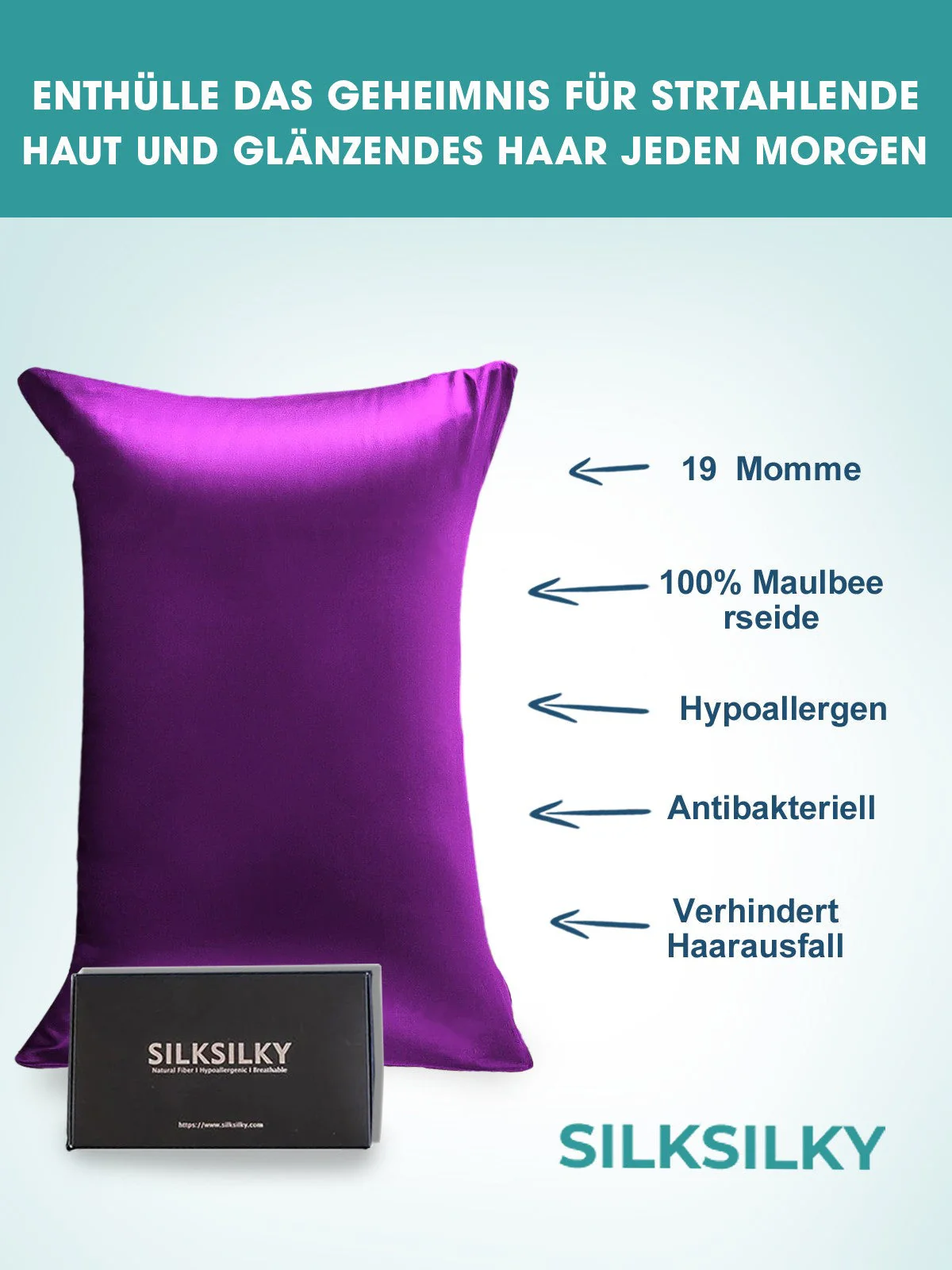 19Momme Seidenkissenbezug mit Versteckter Reißverschluss - Image 28