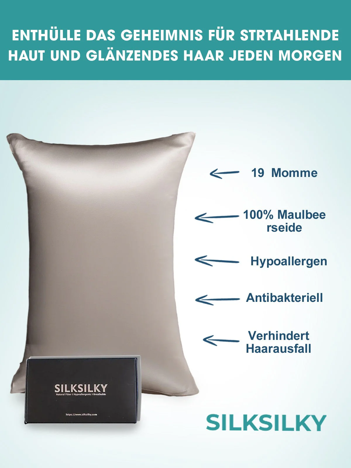 19Momme Seidenkissenbezug mit Versteckter Reißverschluss - Image 34