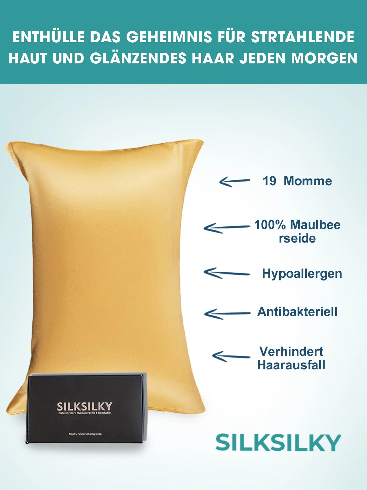 19Momme Seidenkissenbezug mit Versteckter Reißverschluss - Image 53