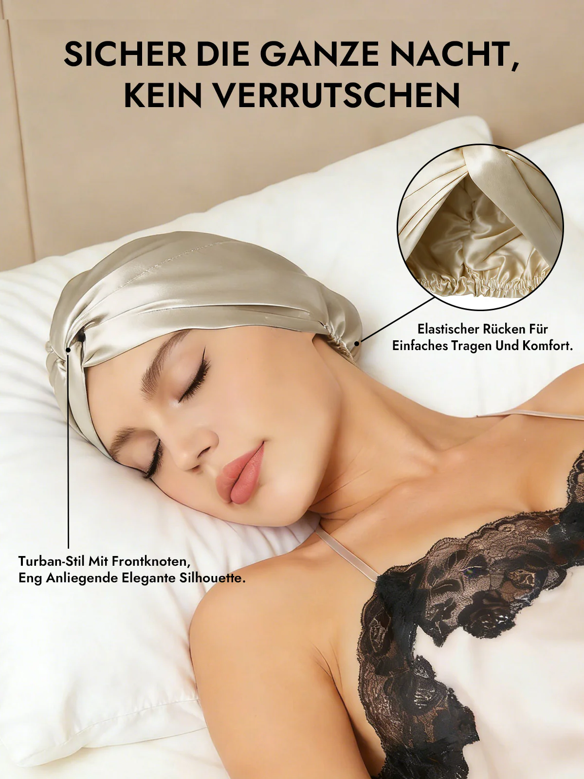 Reine Seide Knoten-Front Haarhaube - Image 46