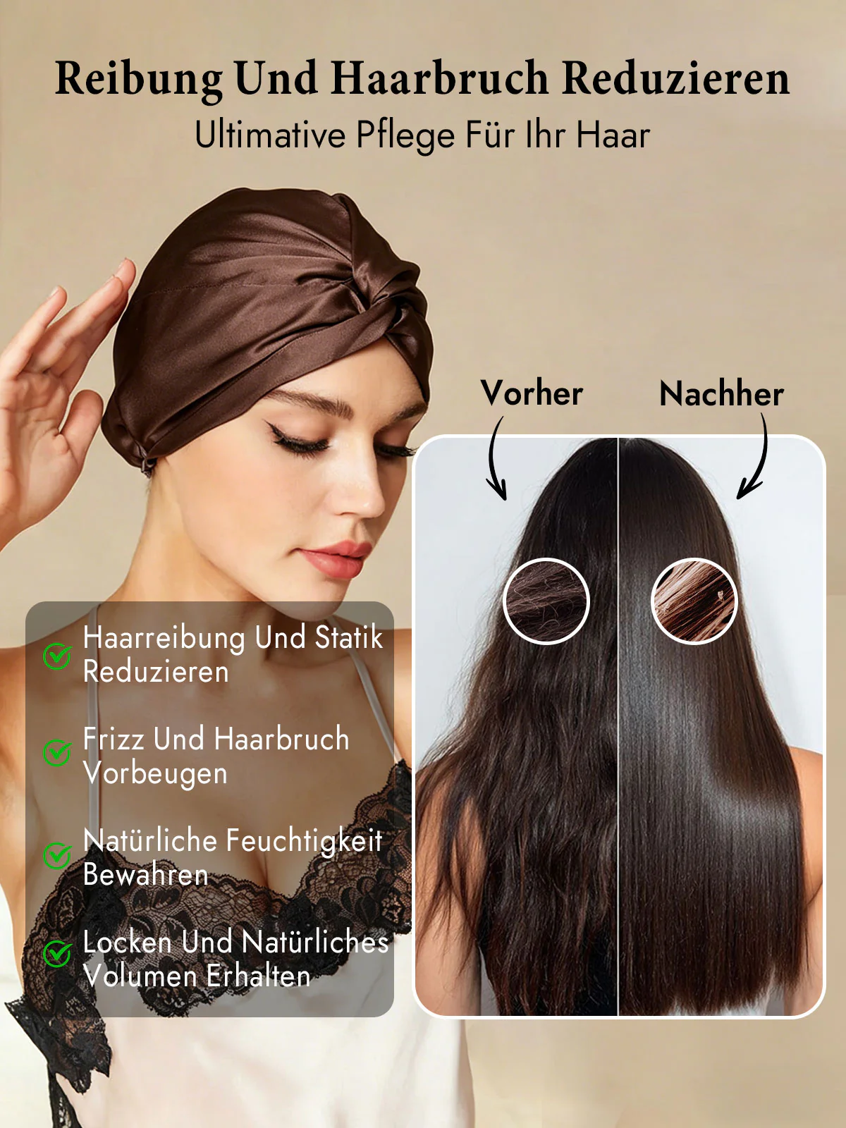Reine Seide Knoten-Front Haarhaube - Image 69
