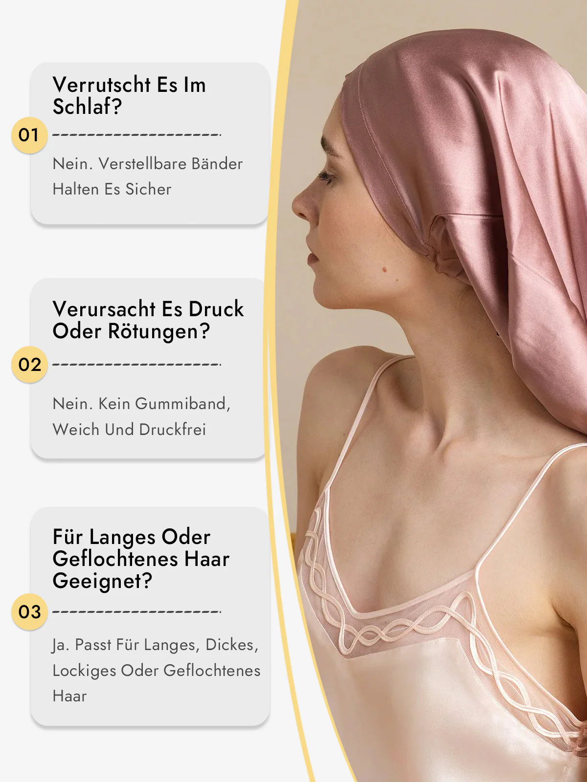 100% Maulbeerseide Elegante Schlafhaube für Langes Haar - Image 16