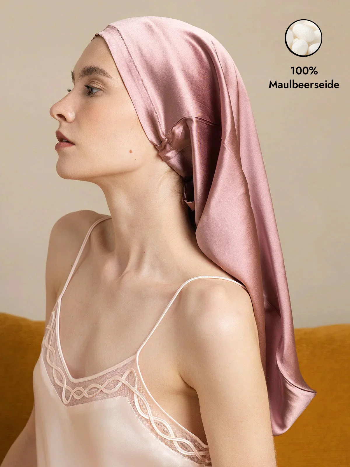 100% Maulbeerseide Elegante Schlafhaube für Langes Haar - Image 9