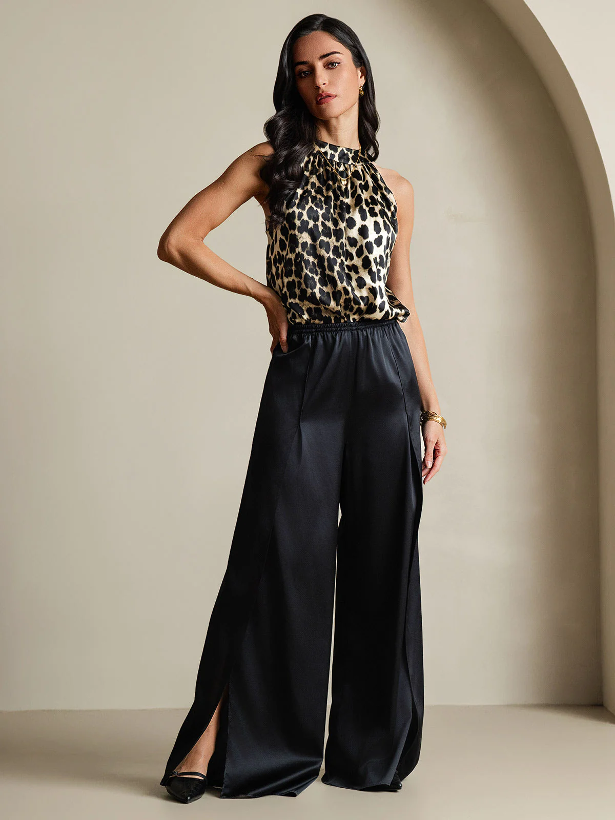 19Momme Damen Seidentop Mit Leopardenmuster Und Ärmellosem Neckholder-Design - Image 7