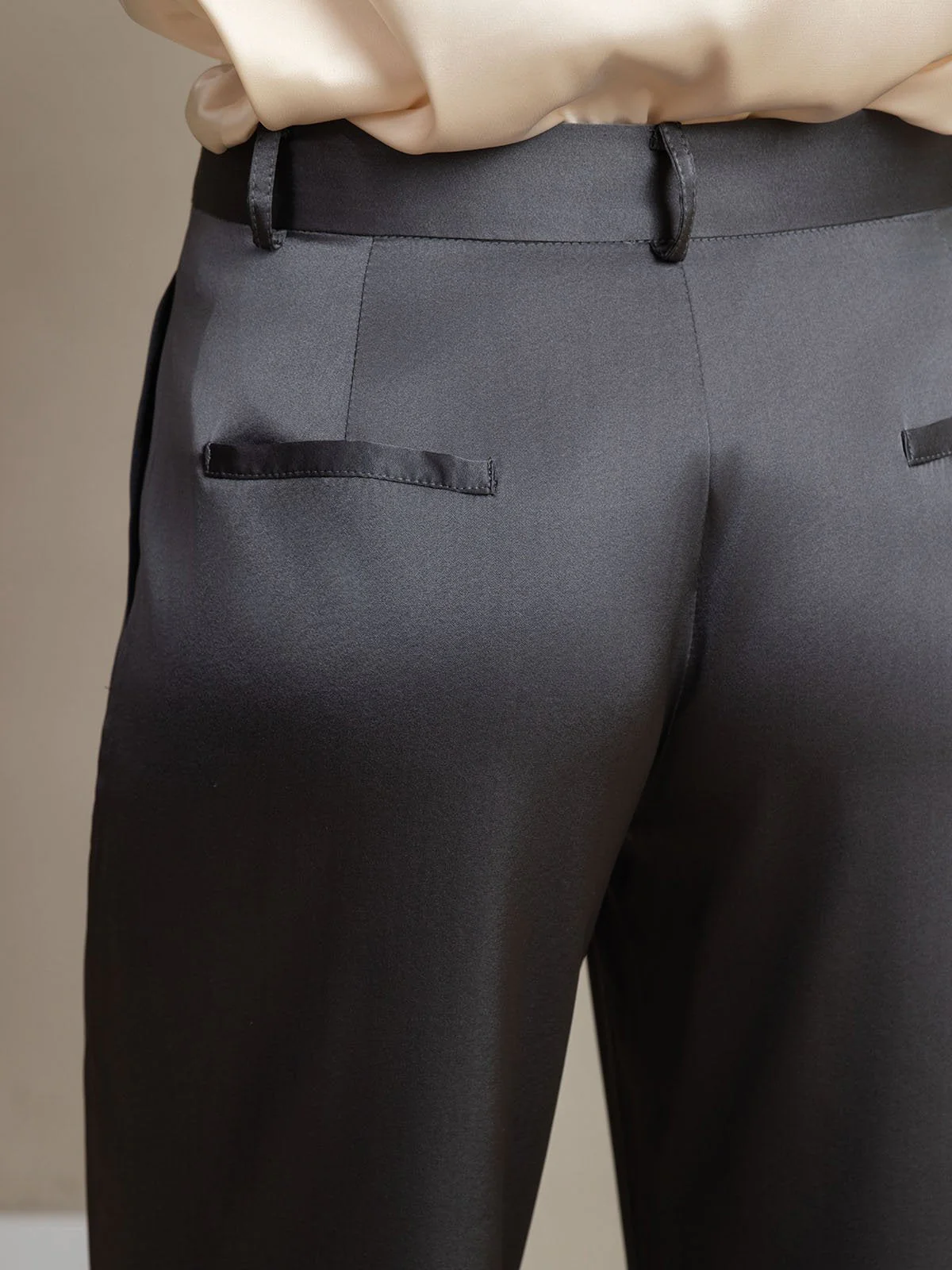 19Momme Seide Gerade Bein Damenhose Mit Seitentaschen Design - Image 4