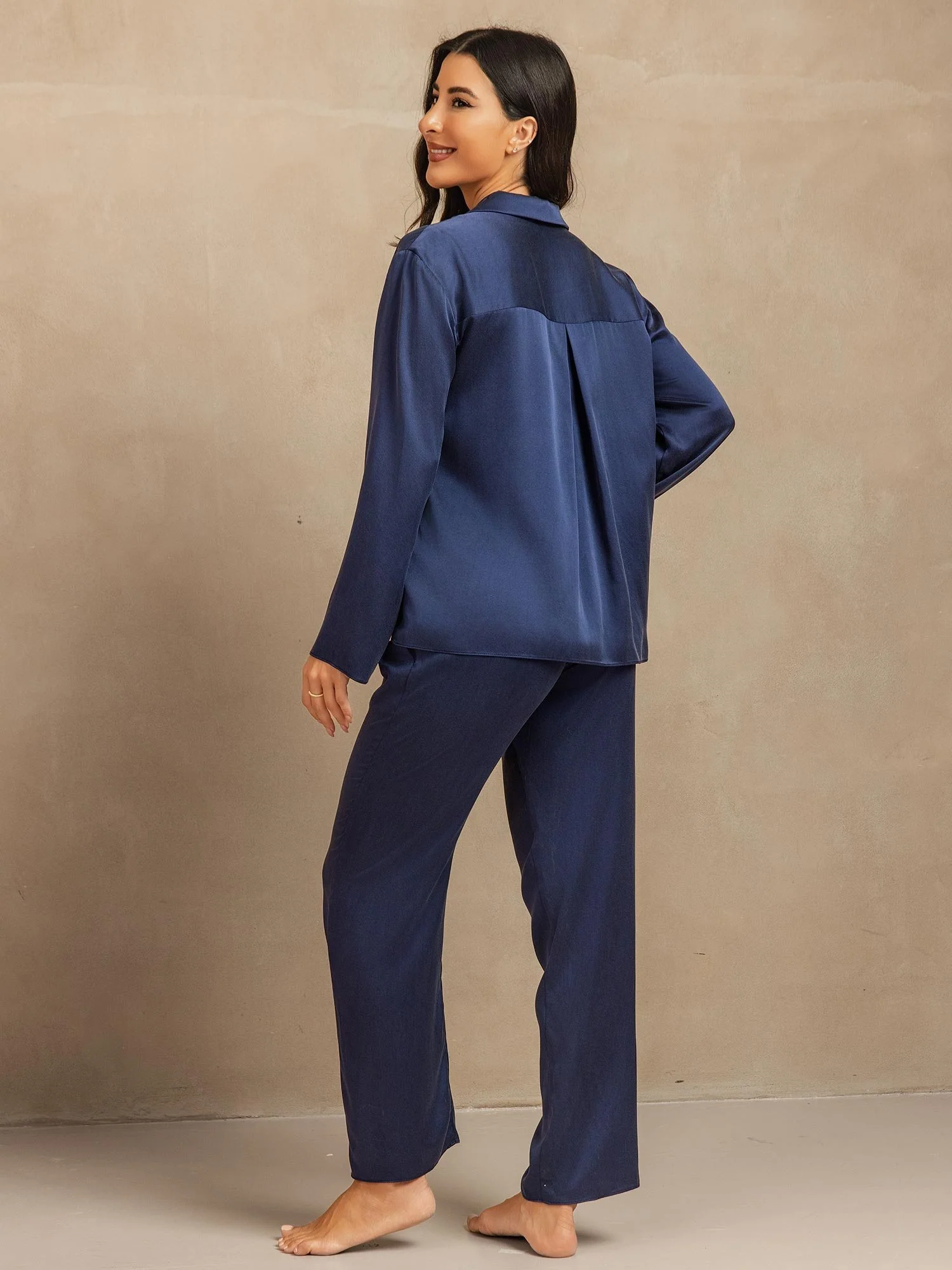 19Momme Waschbare Seide Langarm Notch Kragen Damen Schlafanzug Set - Image 10