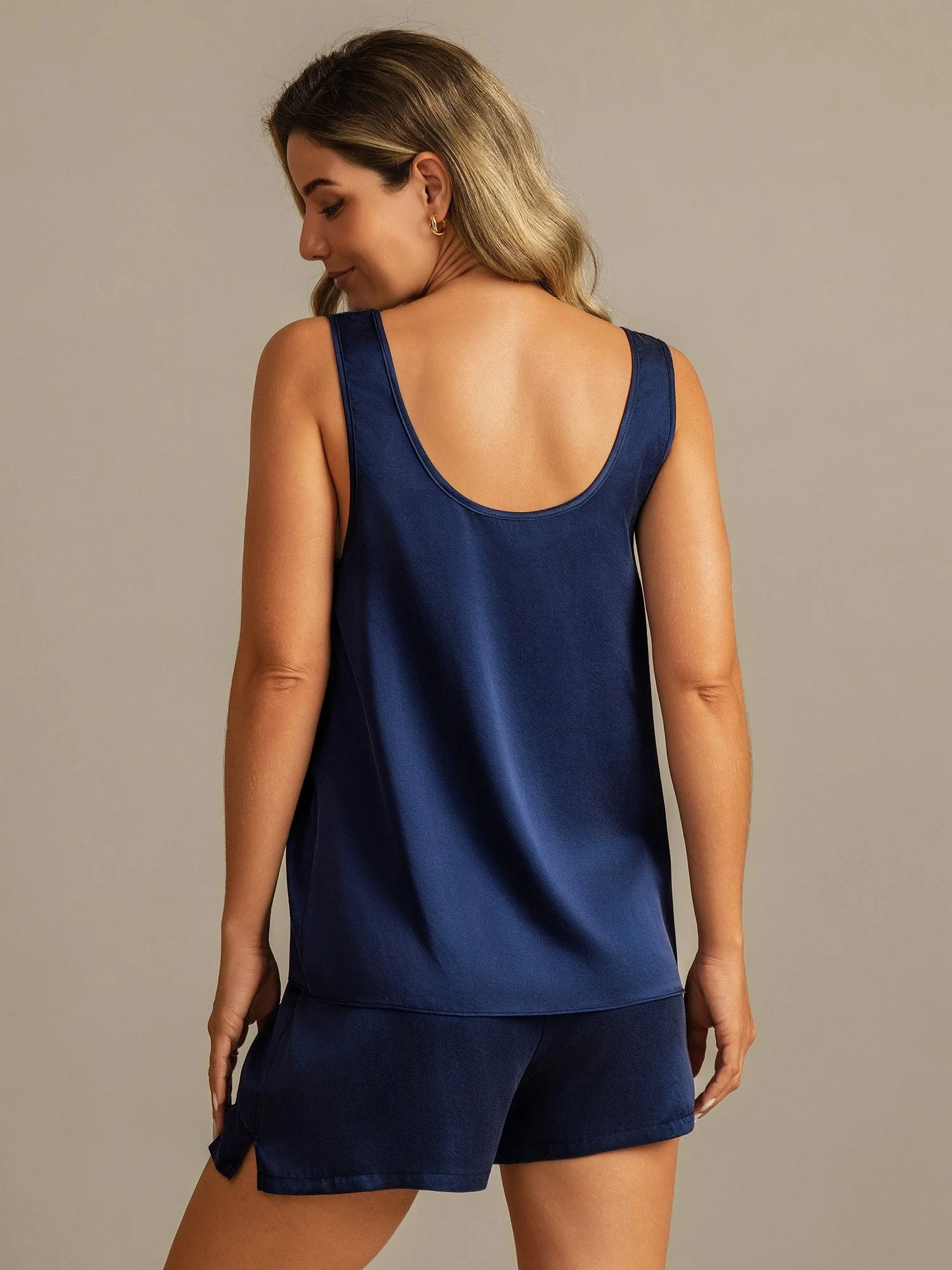 19 Momme Waschbare Seide Tanktop & Shorts Set mit Seitentaschendesign - Image 9