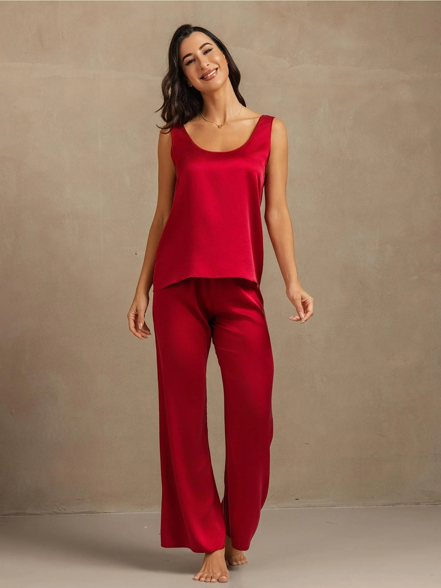 19Momme Waschbare Seide Tanktop & Weite Hosen Set - Image 20