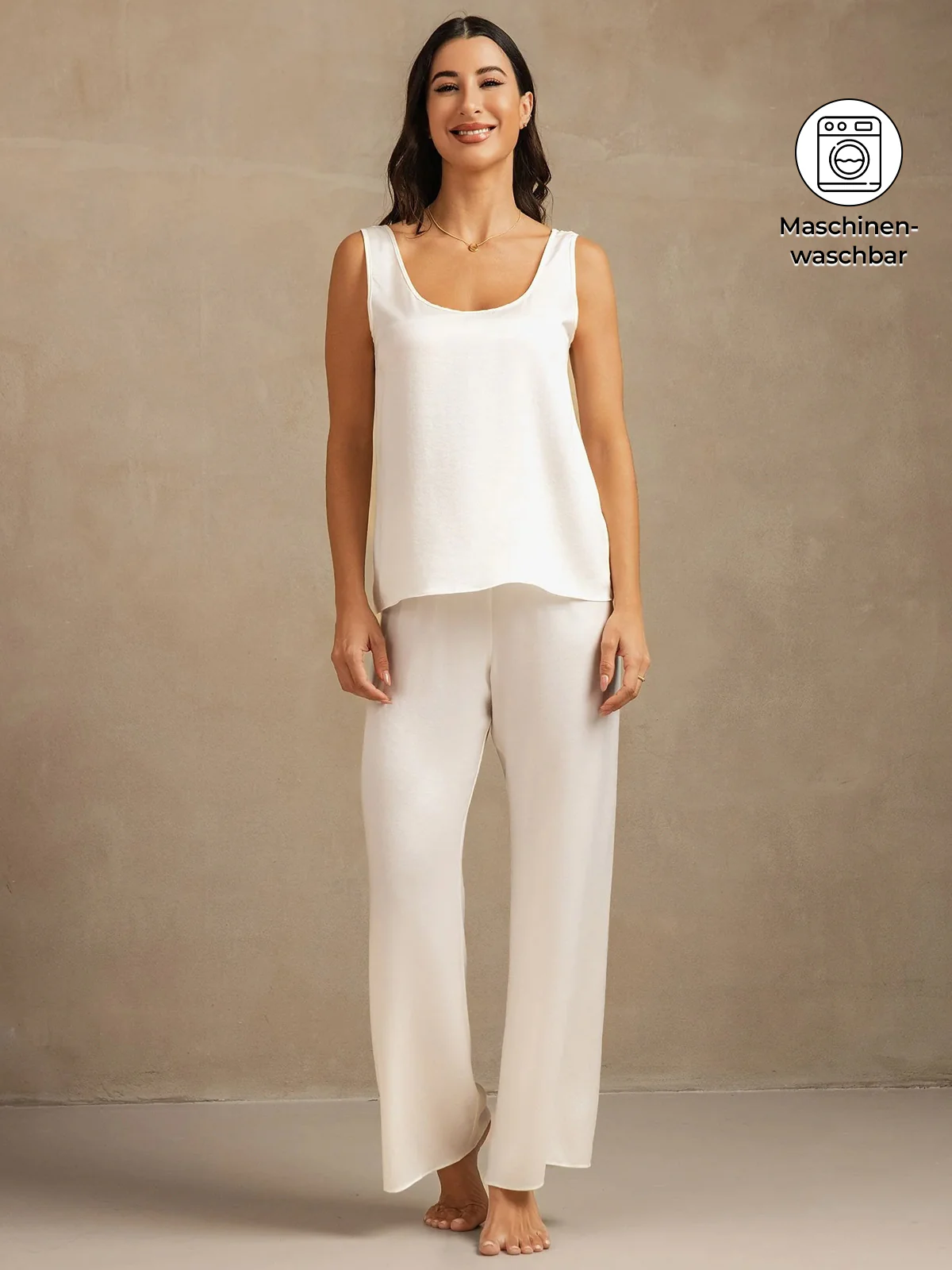 19Momme Waschbare Seide Tanktop & Weite Hosen Set - Image 30