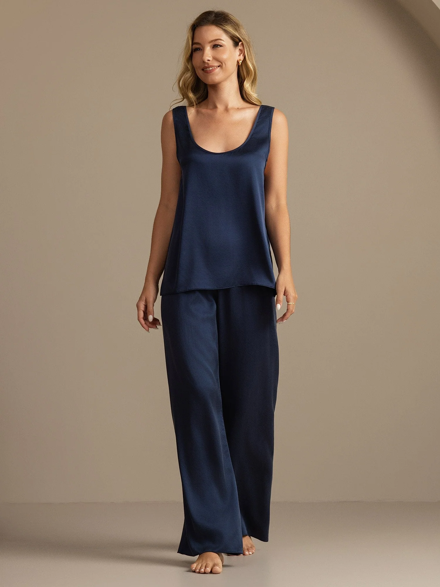 19Momme Waschbare Seide Tanktop & Weite Hosen Set - Image 6