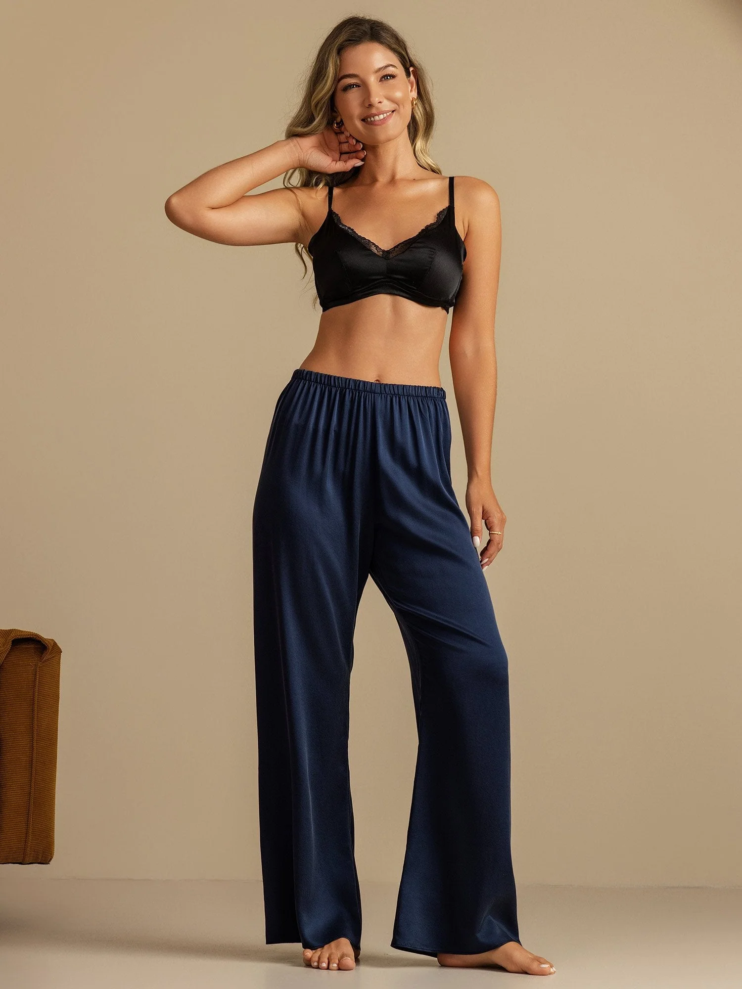 19Momme Waschbare Seidenweite Hose Damen Schlafhose mit Elastischem Bund - Image 15