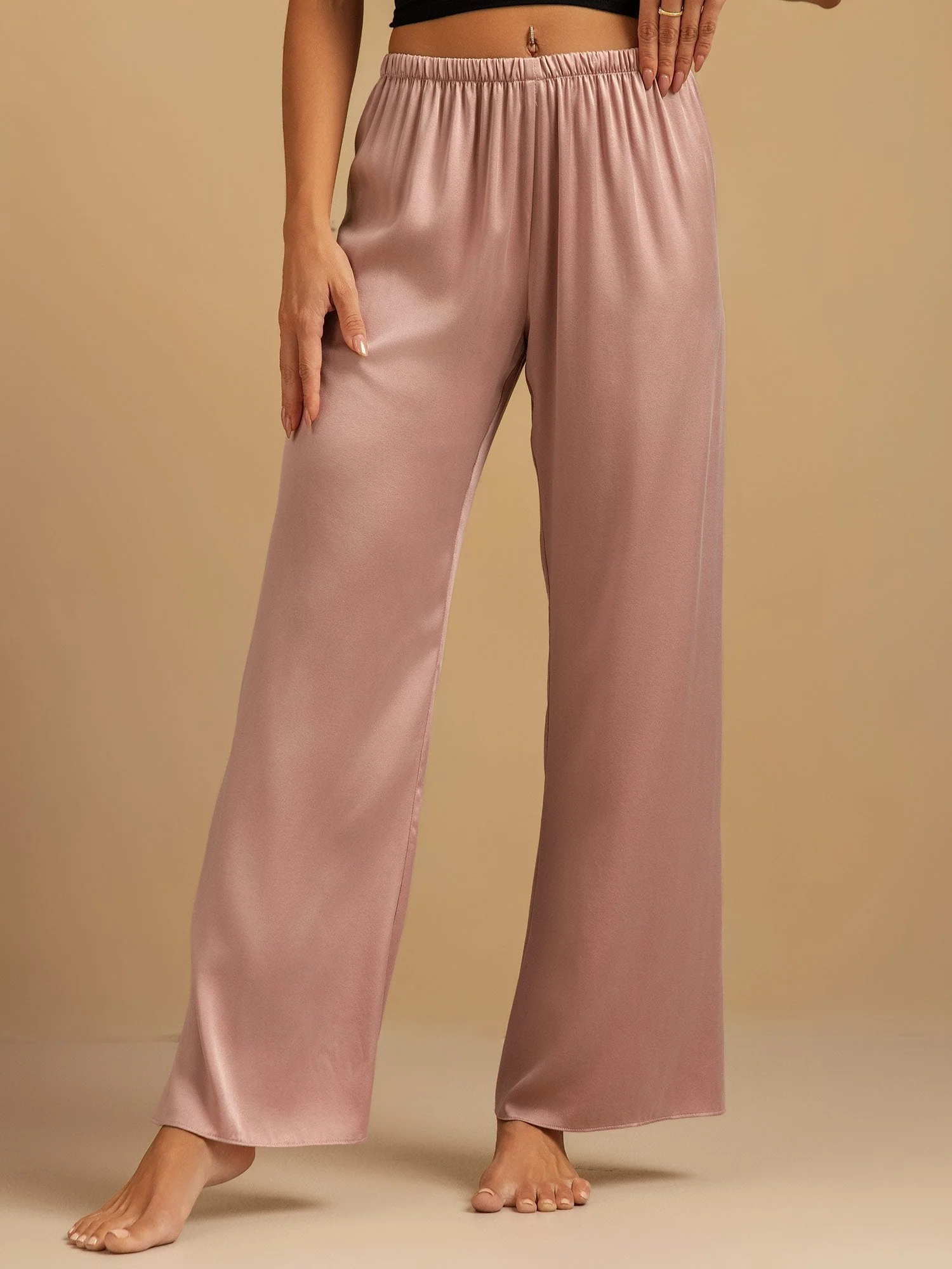 19Momme Waschbare Seidenweite Hose Damen Schlafhose mit Elastischem Bund - Image 20