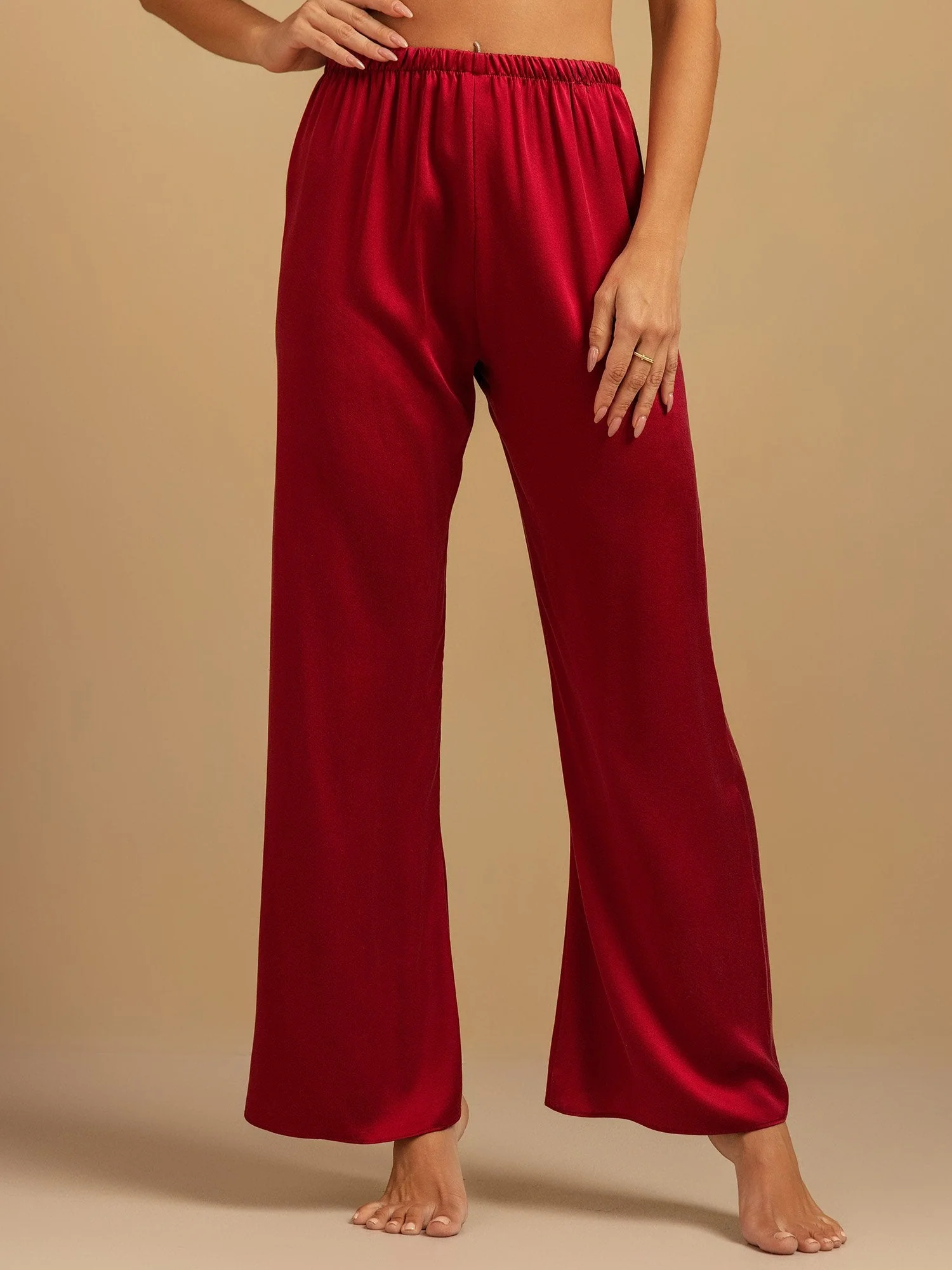 19Momme Waschbare Seidenweite Hose Damen Schlafhose mit Elastischem Bund - Image 25