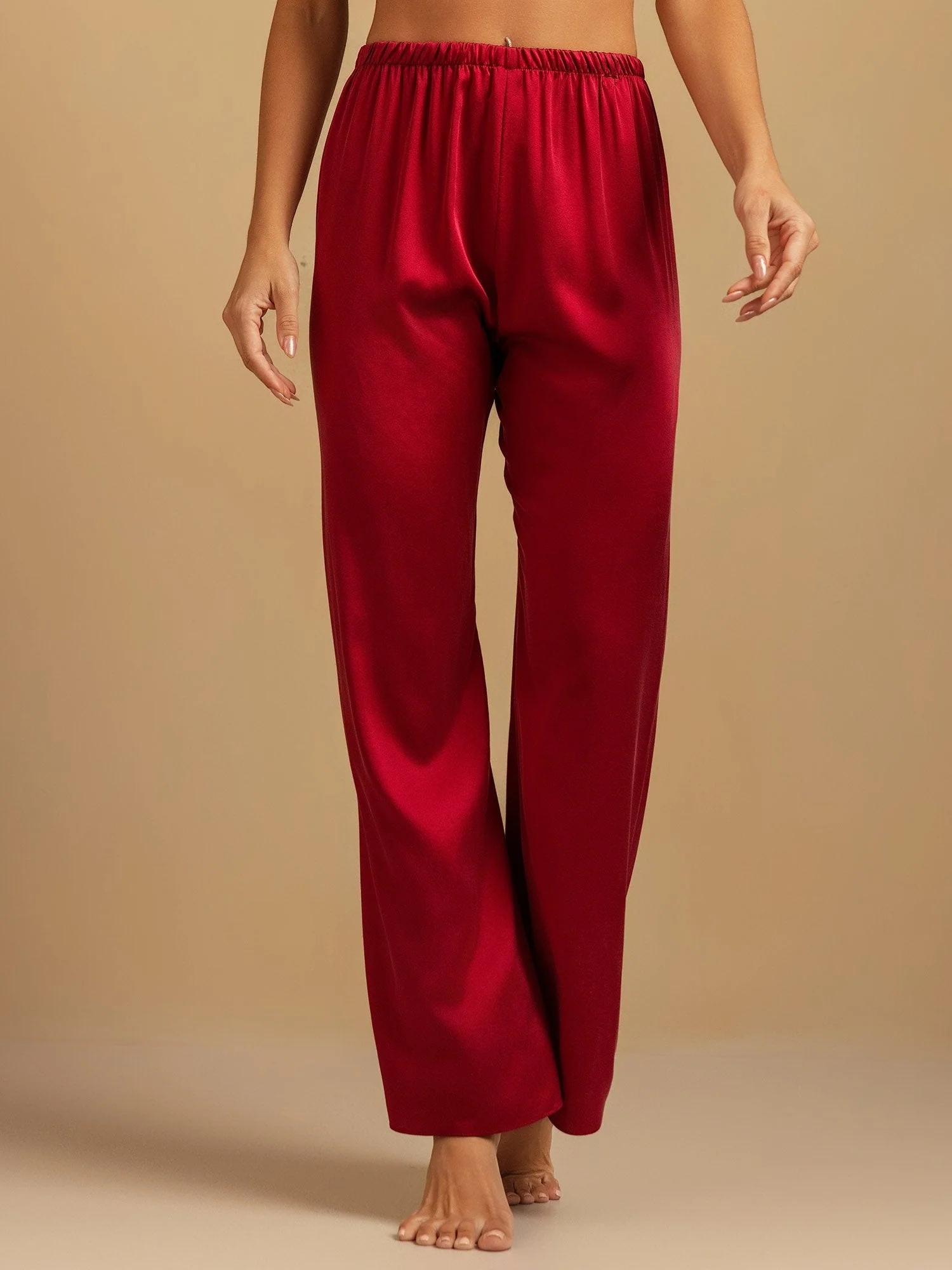 19Momme Waschbare Seidenweite Hose Damen Schlafhose mit Elastischem Bund - Image 26