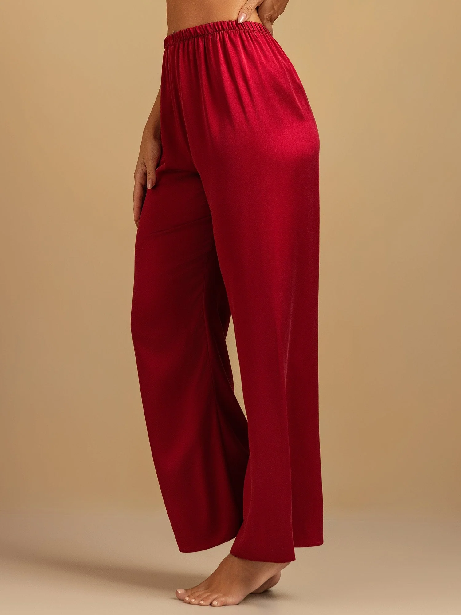 19Momme Waschbare Seidenweite Hose Damen Schlafhose mit Elastischem Bund - Image 28