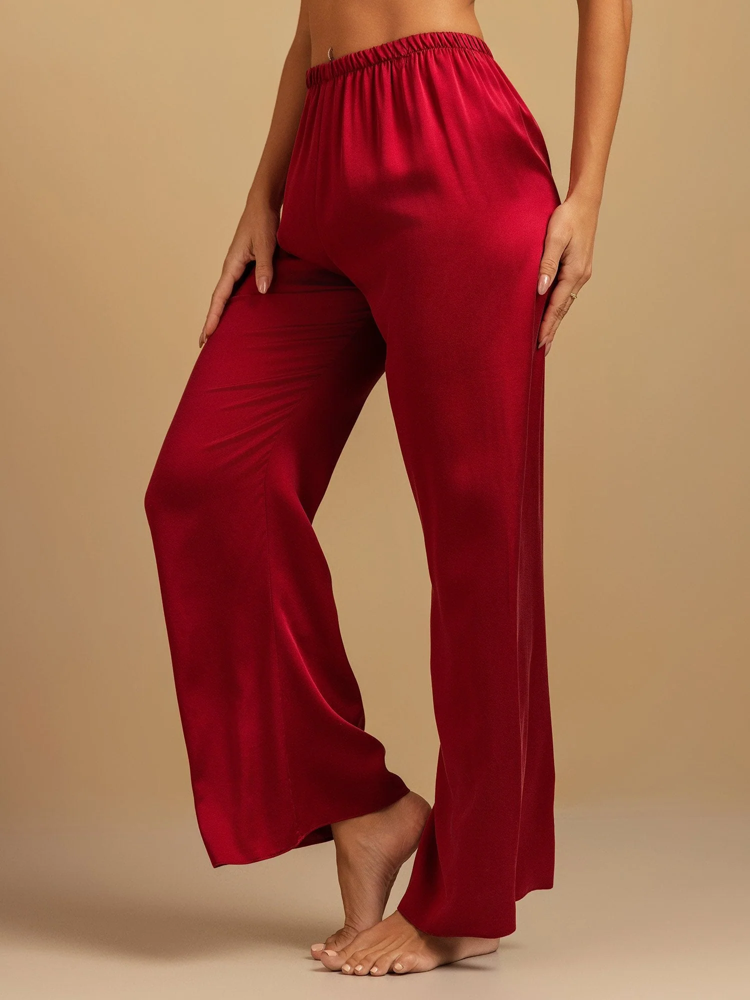 19Momme Waschbare Seidenweite Hose Damen Schlafhose mit Elastischem Bund - Image 29