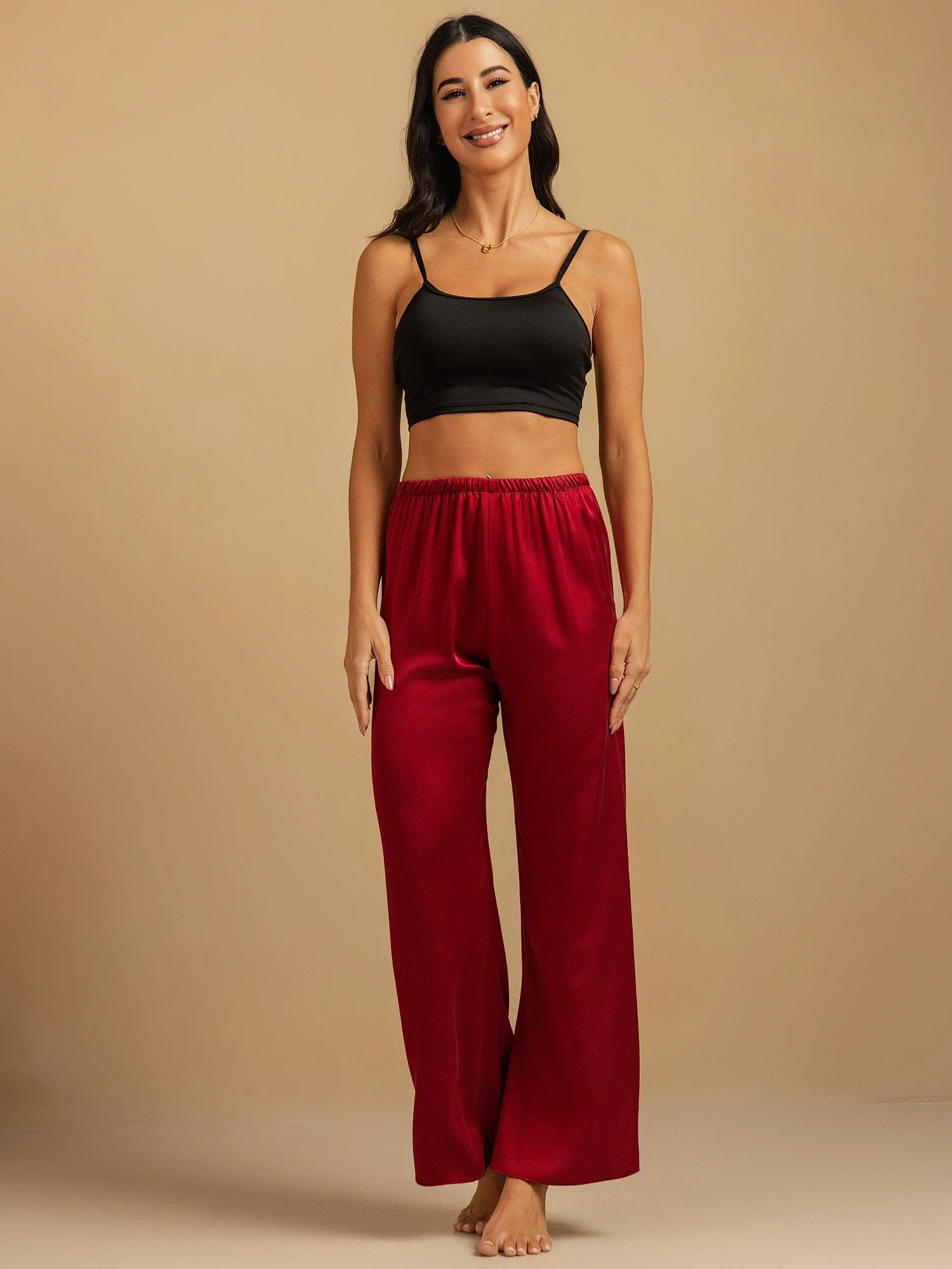 19Momme Waschbare Seidenweite Hose Damen Schlafhose mit Elastischem Bund - Image 30