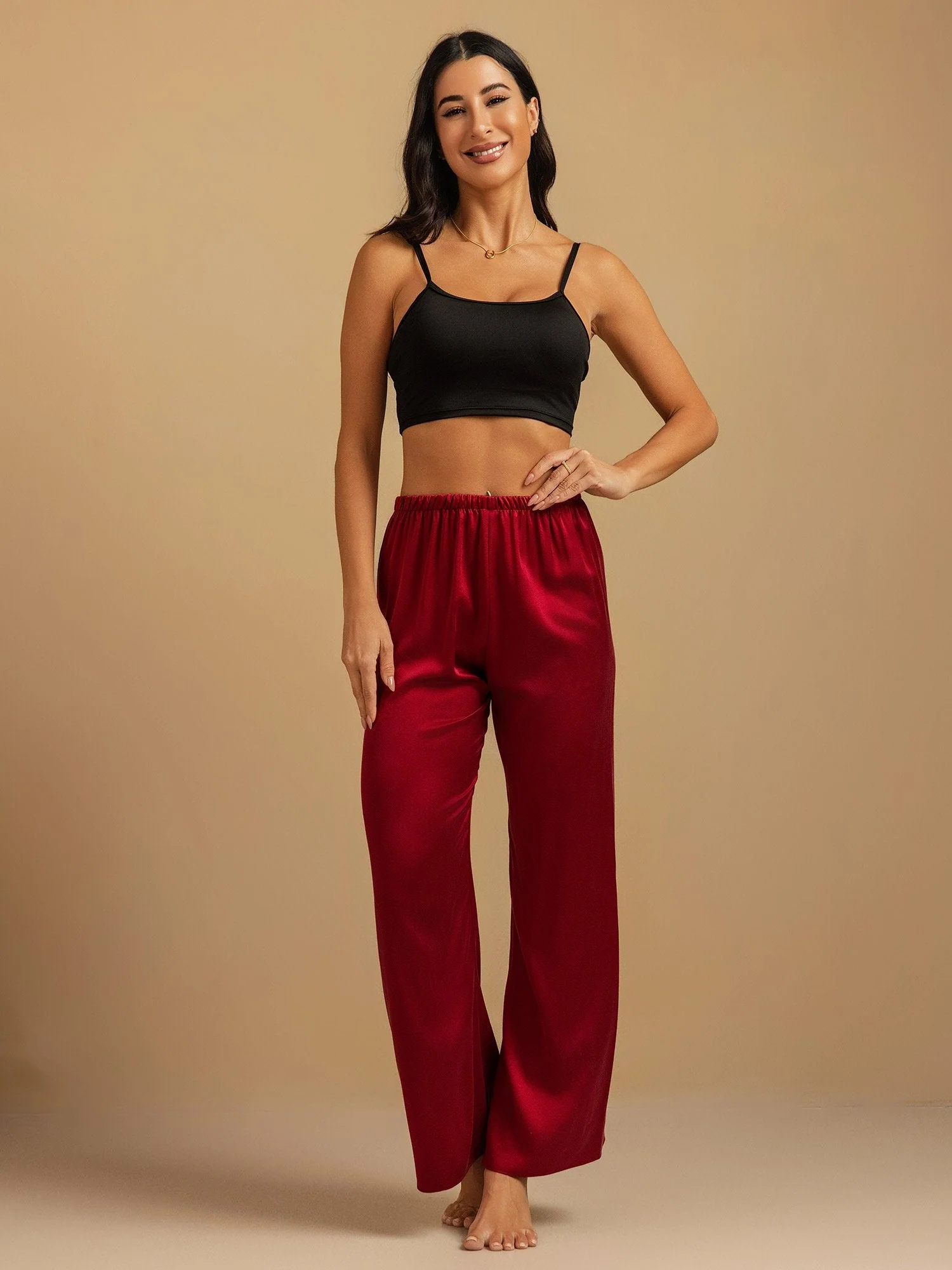 19Momme Waschbare Seidenweite Hose Damen Schlafhose mit Elastischem Bund - Image 31
