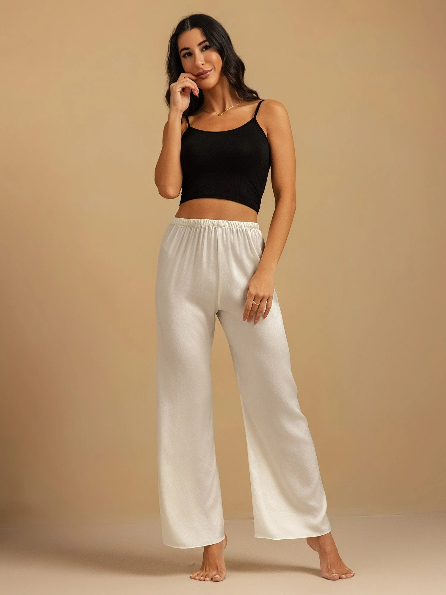 19Momme Waschbare Seidenweite Hose Damen Schlafhose mit Elastischem Bund - Image 36