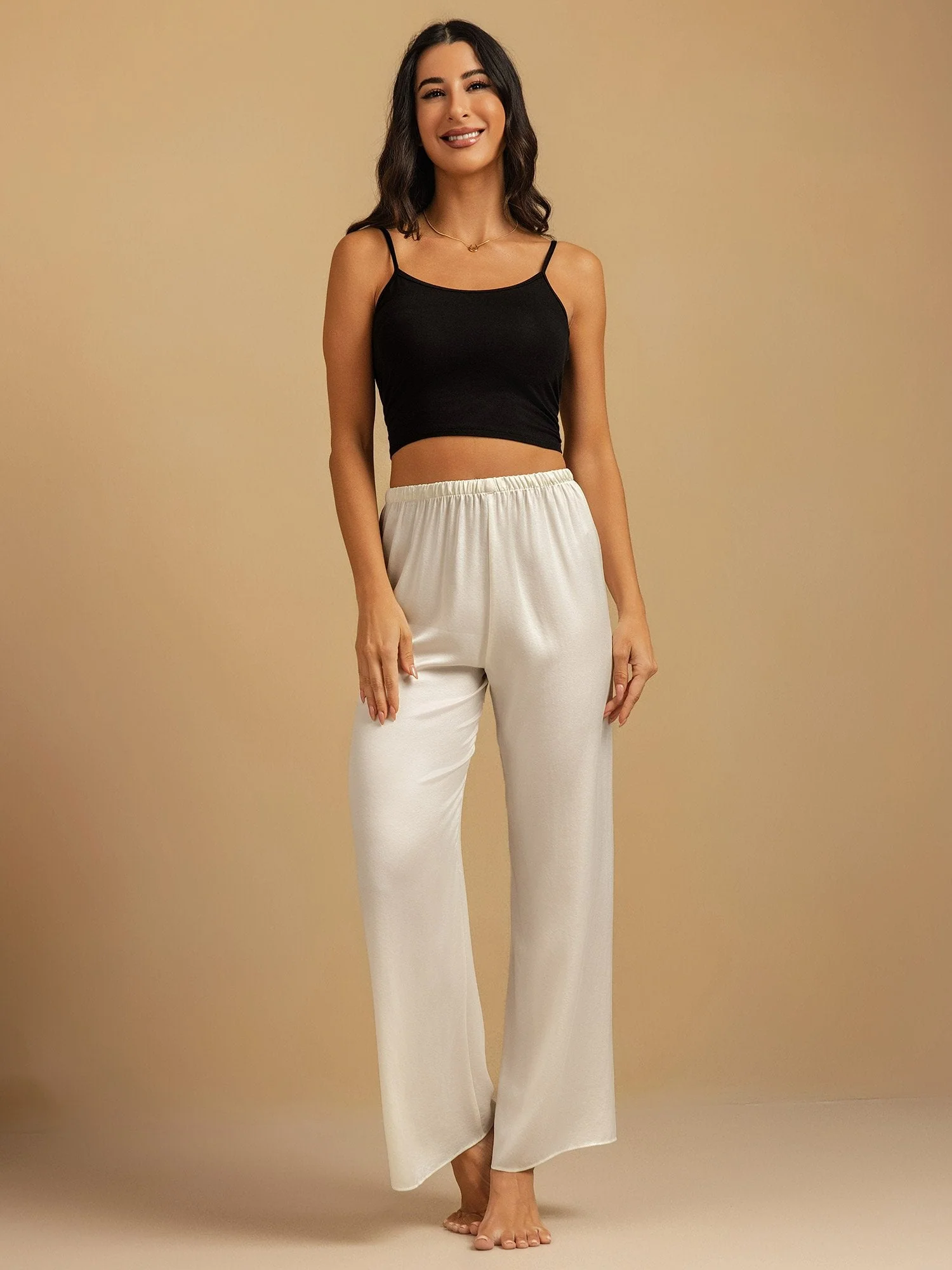 19Momme Waschbare Seidenweite Hose Damen Schlafhose mit Elastischem Bund - Image 37