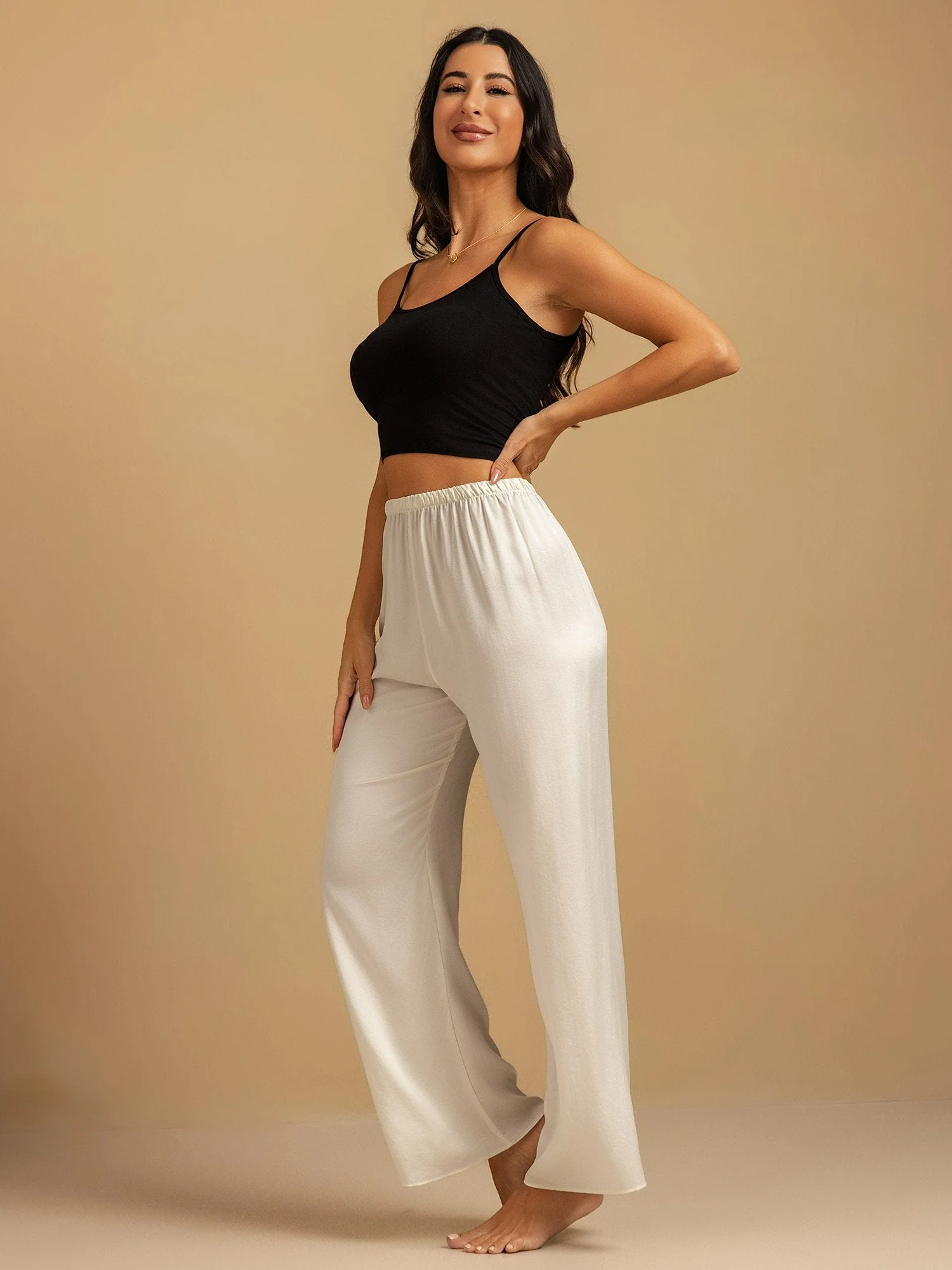 19Momme Waschbare Seidenweite Hose Damen Schlafhose mit Elastischem Bund - Image 38
