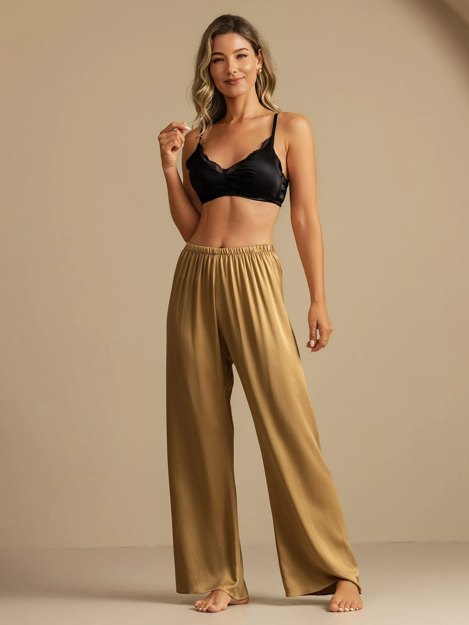 19Momme Waschbare Seidenweite Hose Damen Schlafhose mit Elastischem Bund - Image 6