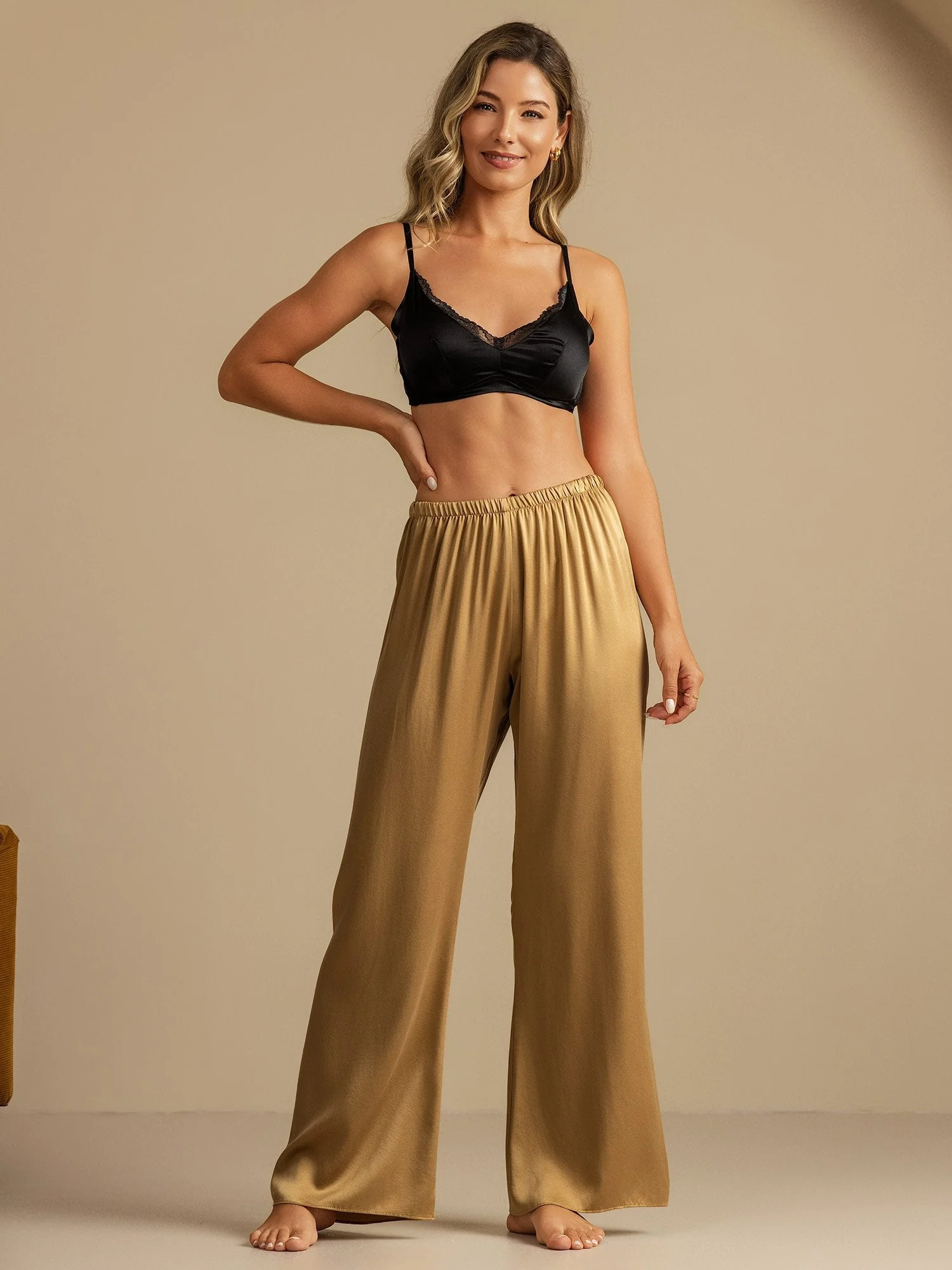 19Momme Waschbare Seidenweite Hose Damen Schlafhose mit Elastischem Bund - Image 7