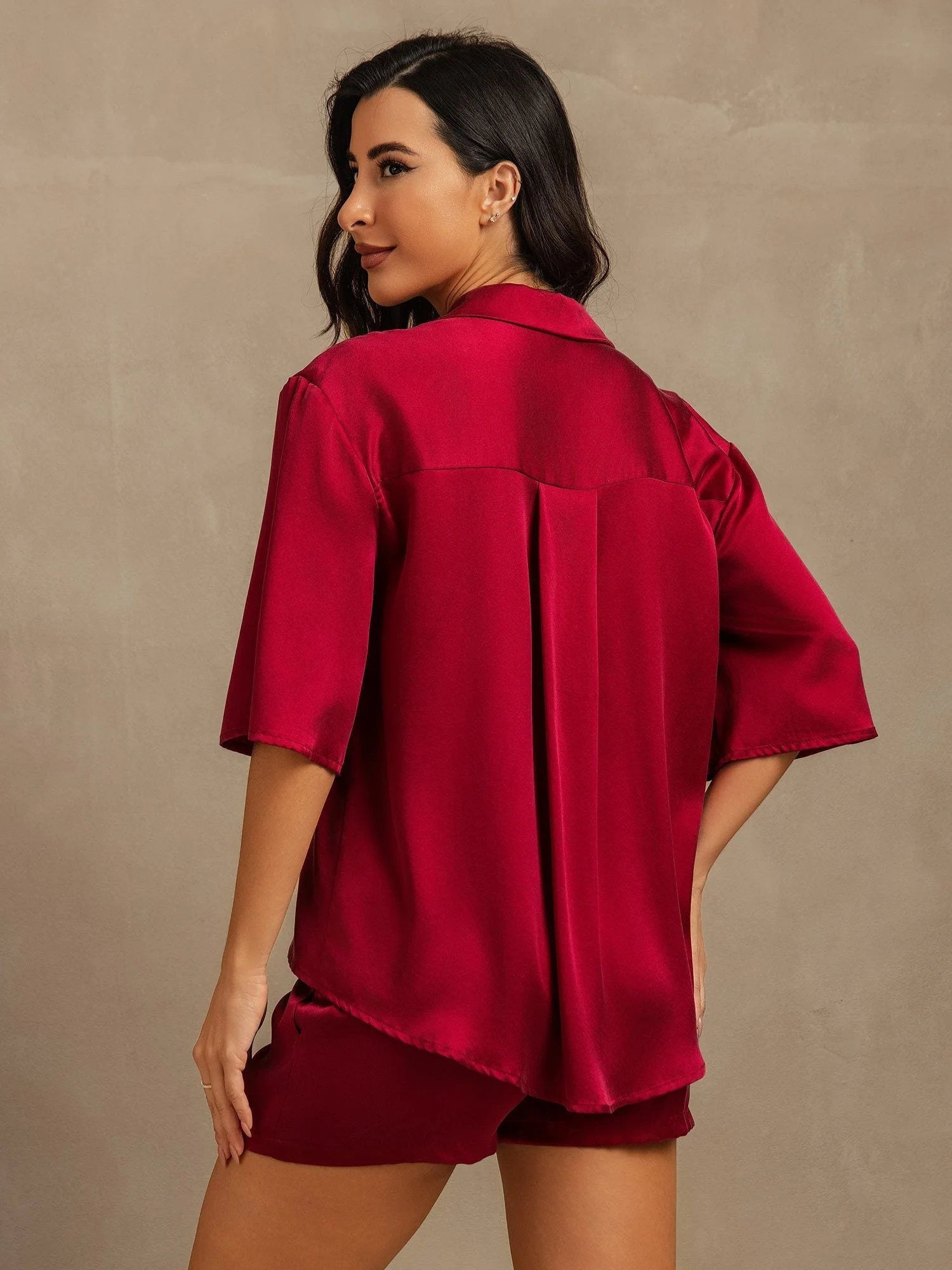 19Momme Damen Waschbare Seiden Pyjama Set mit Reverskragen und Seitentaschen - Image 17