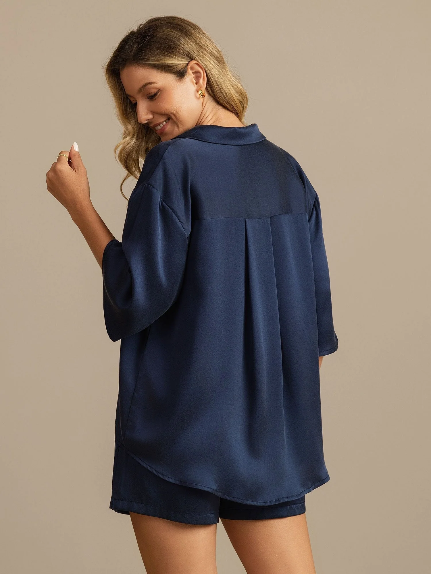 19Momme Damen Waschbare Seiden Pyjama Set mit Reverskragen und Seitentaschen - Image 24