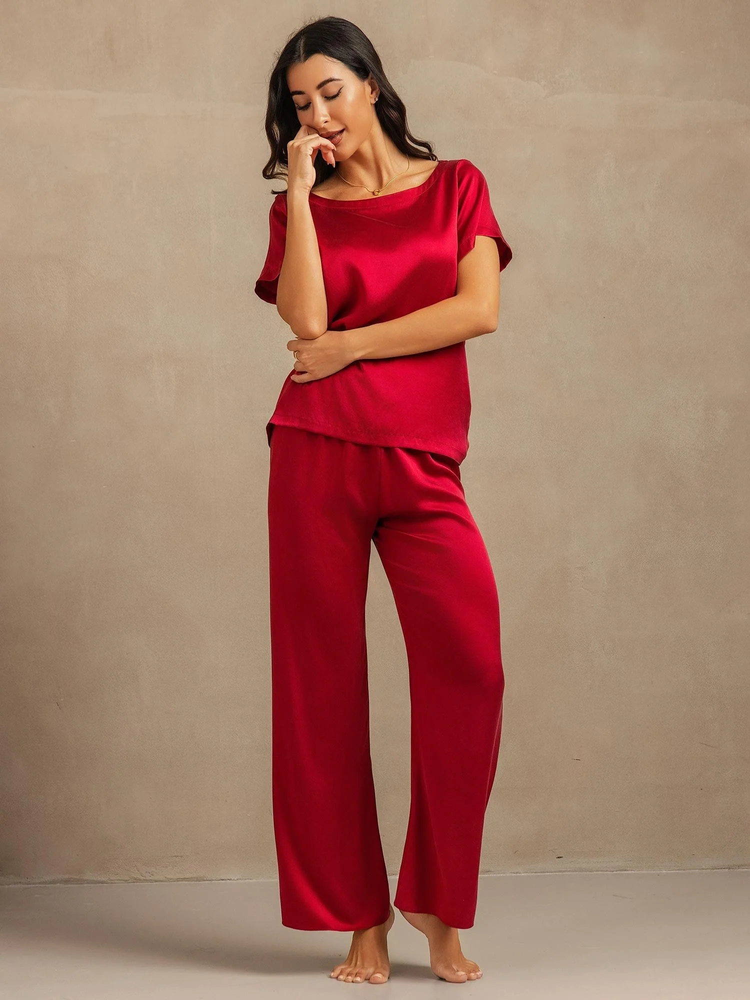 19 Momme Damen Waschbare Seide Kurzarm Pyjama Set - Image 6