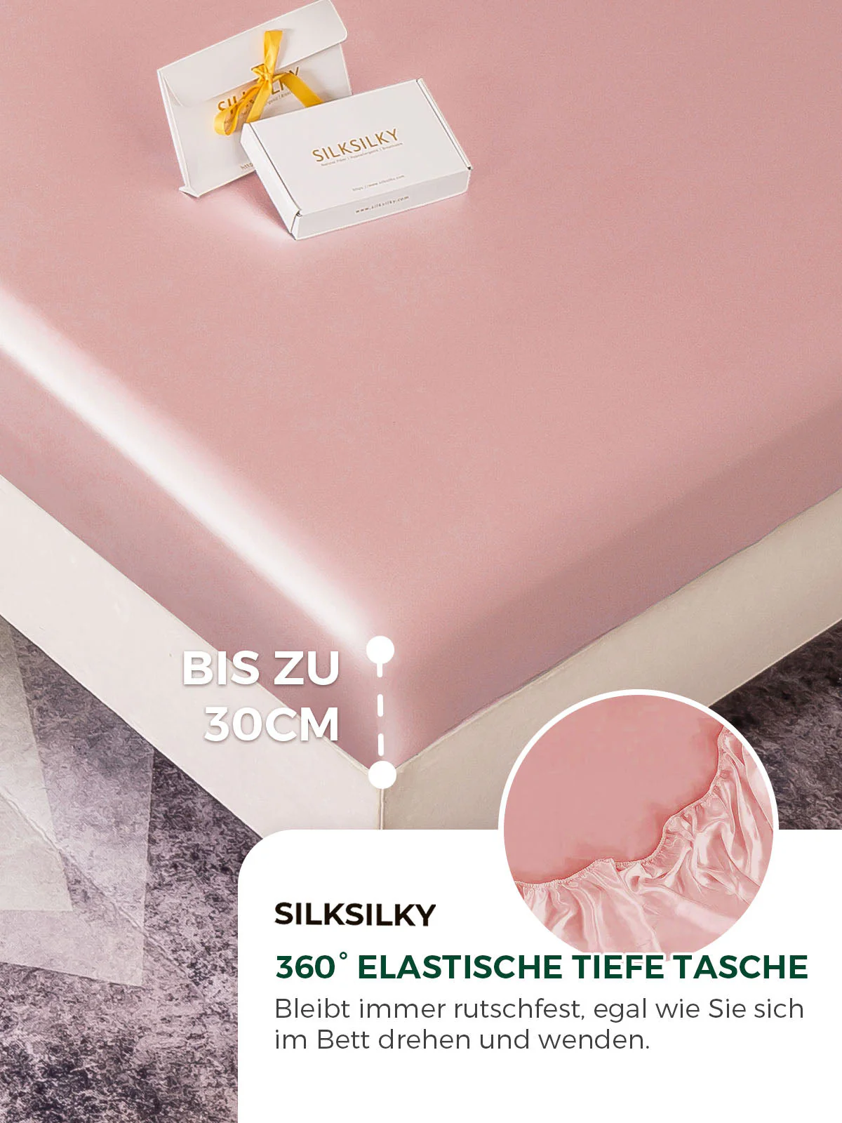 22Momme 4tlg Seide 1x Spannbettlaken+1x Wohnung Blatt+2x Kissenbezug - Image 31