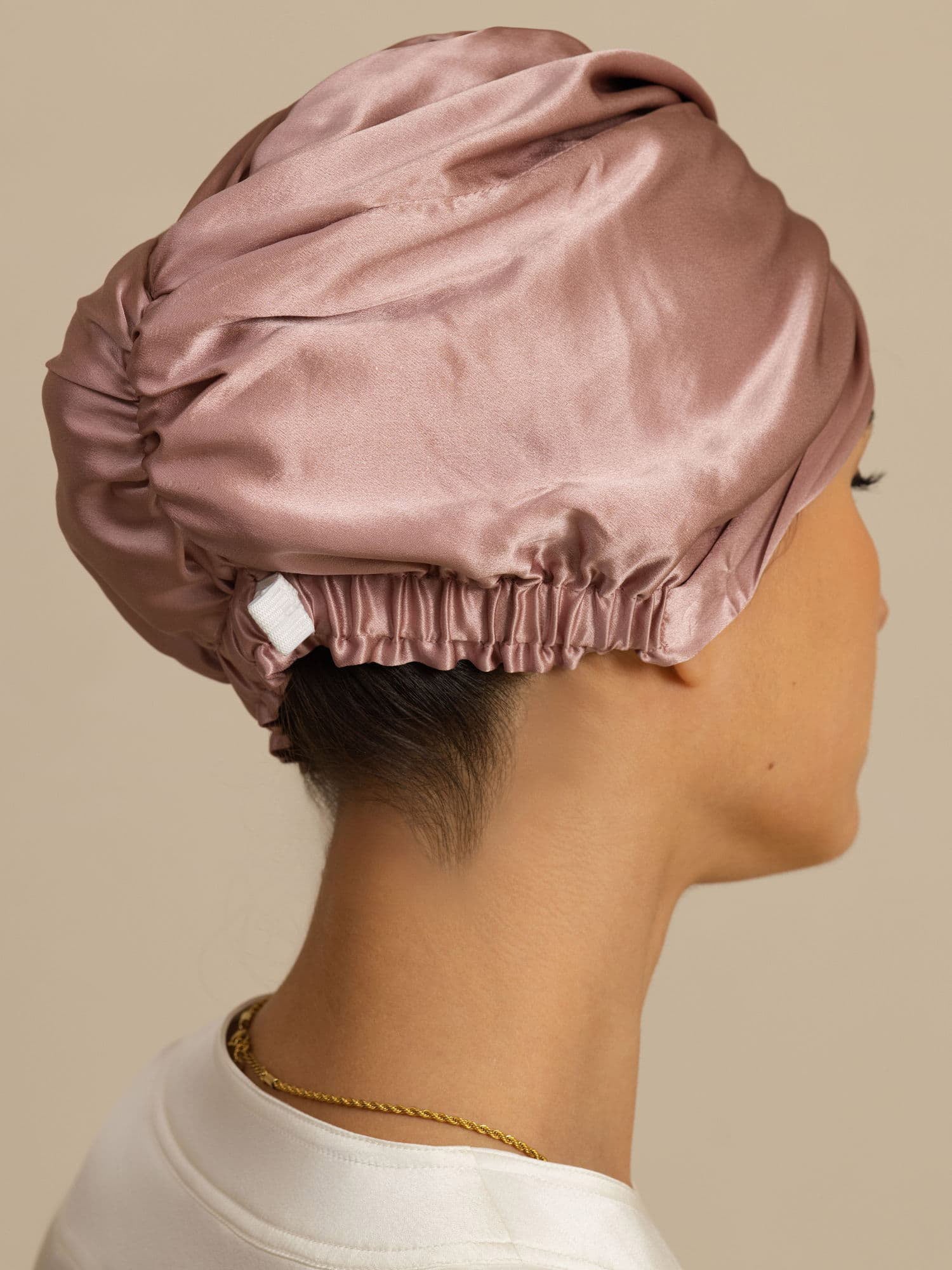 Haarhaube aus 22Momme reiner Seide mit Knotendesign vorne und verstellbarem Knopfverschluss - Image 7