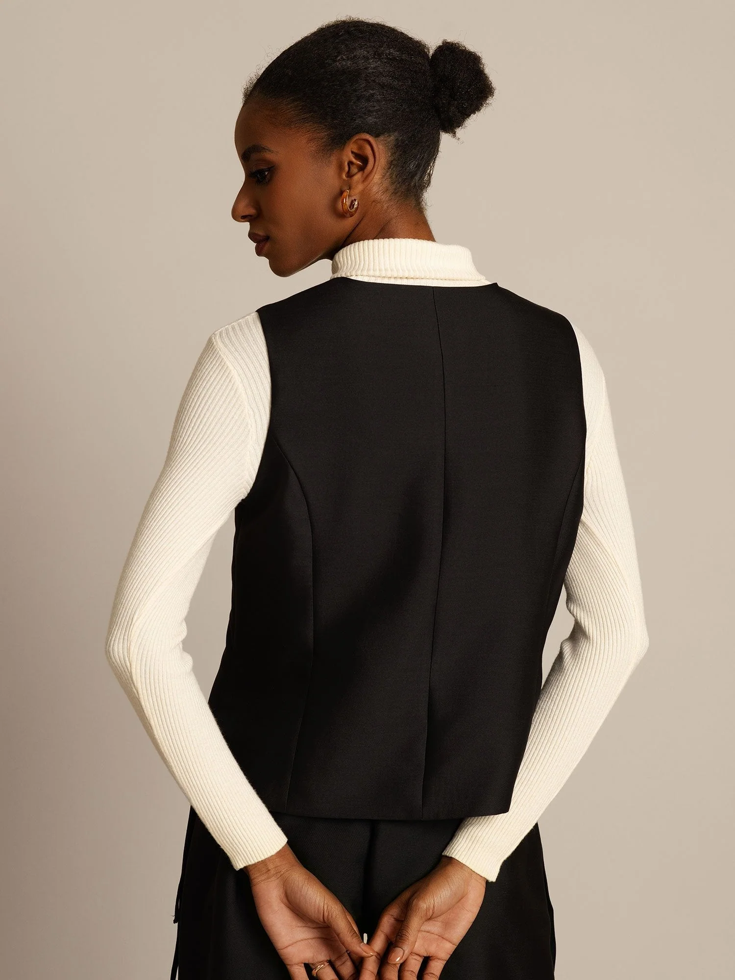 Clearance - 32Momme Seide-Wolle-Mischung Damen Weste mit Knopfdesign - Image 10