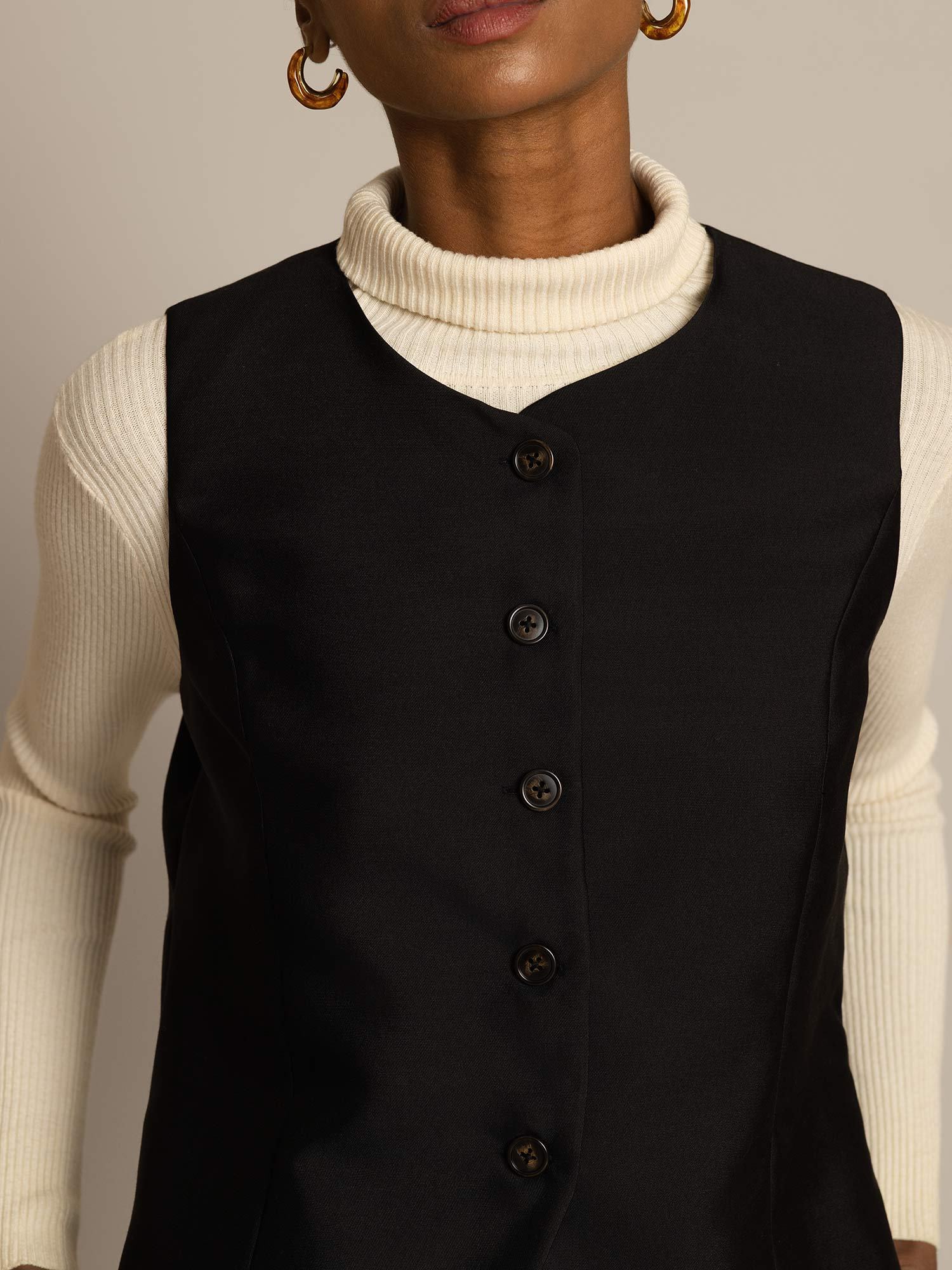 Clearance - 32Momme Seide-Wolle-Mischung Damen Weste mit Knopfdesign - Image 11