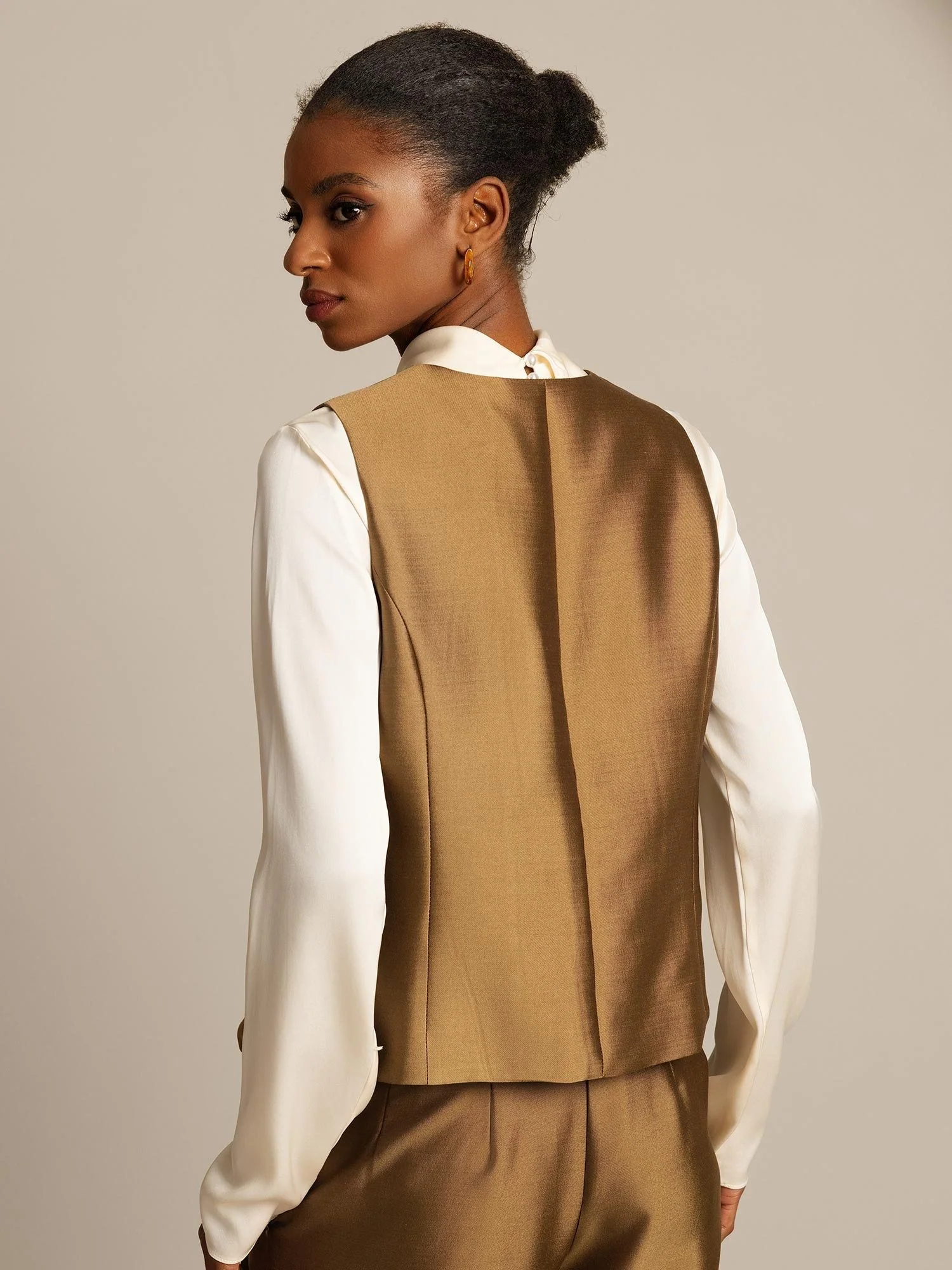 Clearance - 32Momme Seide-Wolle-Mischung Damen Weste mit Knopfdesign - Image 17