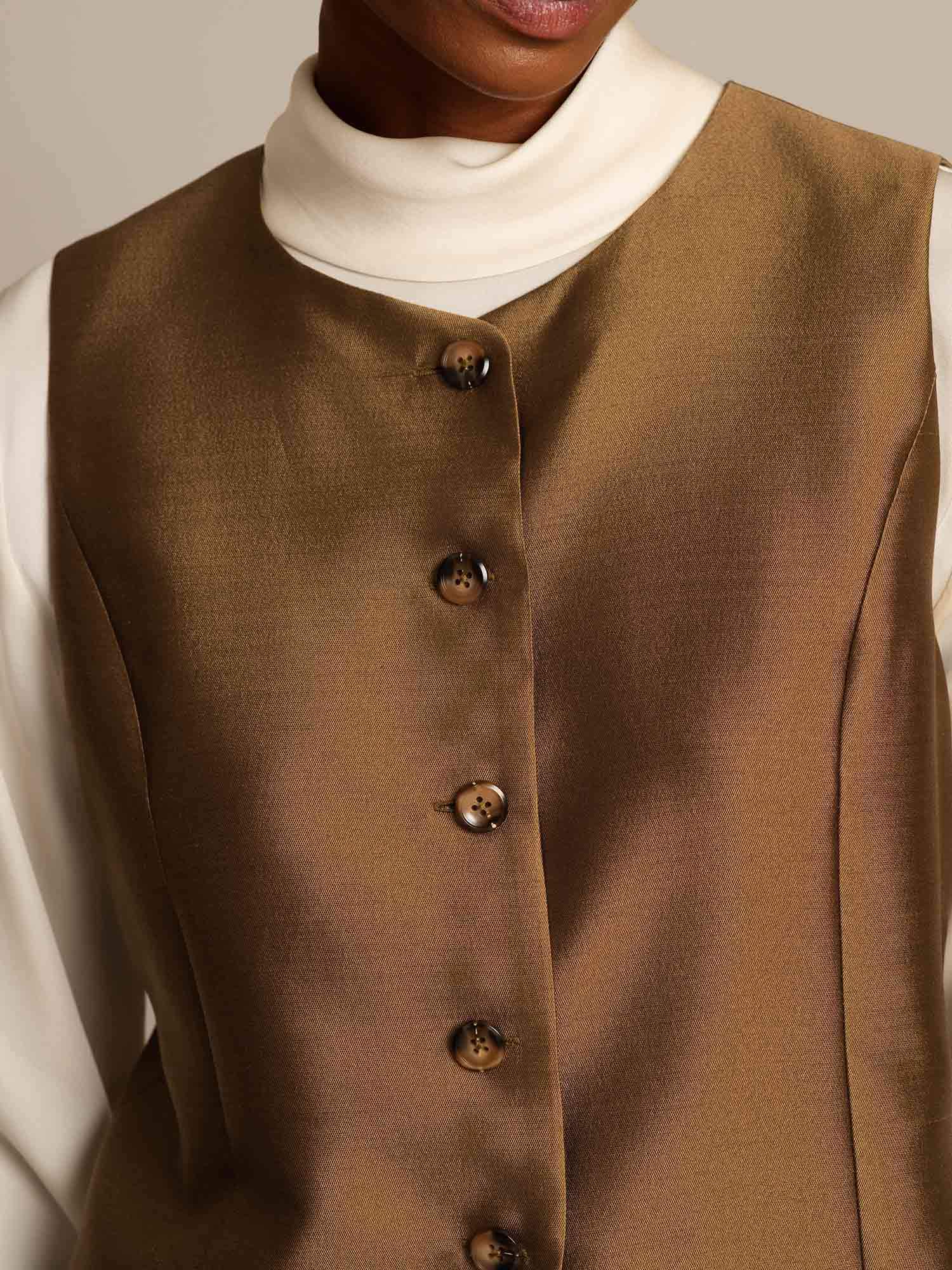 Clearance - 32Momme Seide-Wolle-Mischung Damen Weste mit Knopfdesign - Image 19