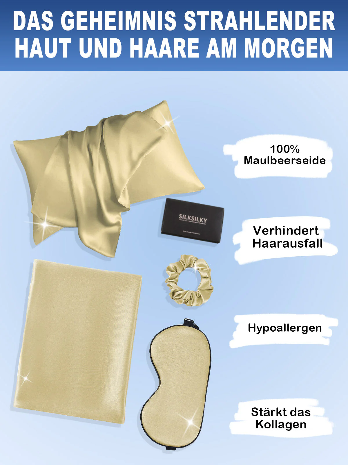 19Momme 3Pcs Set Perfektes Seide Schönheitsset für Haar - Image 74