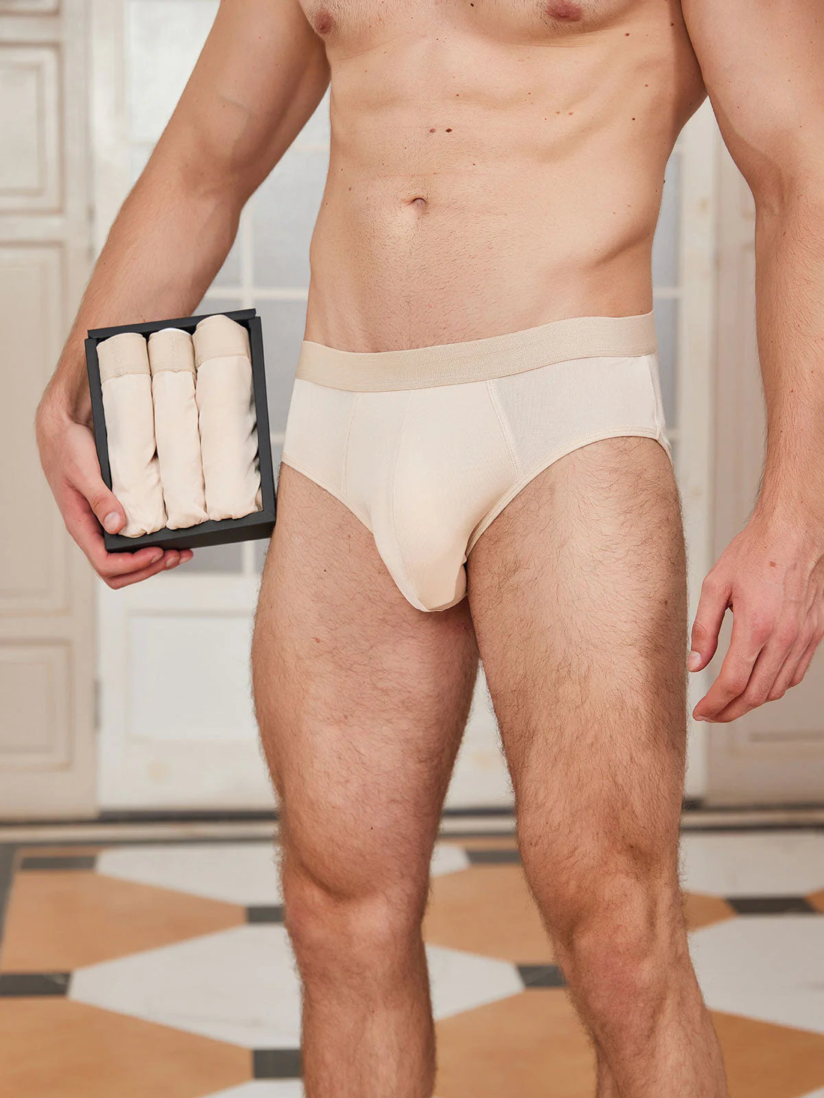 3 Stück Herren Slip Atmungsaktive Reine Seide Unterwäsche - Image 16