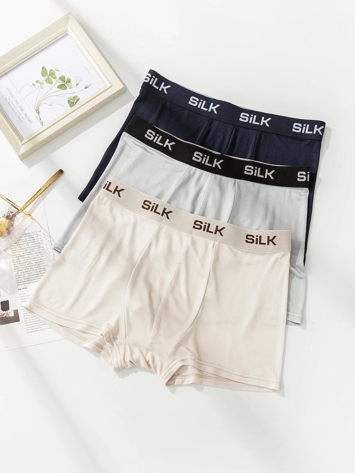 3 Stück Herren Ultra Weiche Bequeme Boxershorts Aus Reiner Seide - Image 23