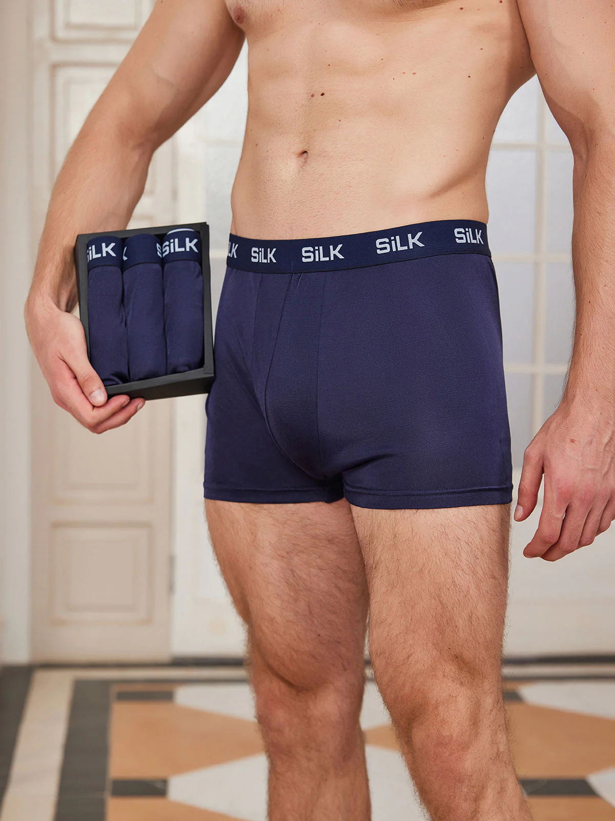 3 Stück Herren Ultra Weiche Bequeme Boxershorts Aus Reiner Seide - Image 3