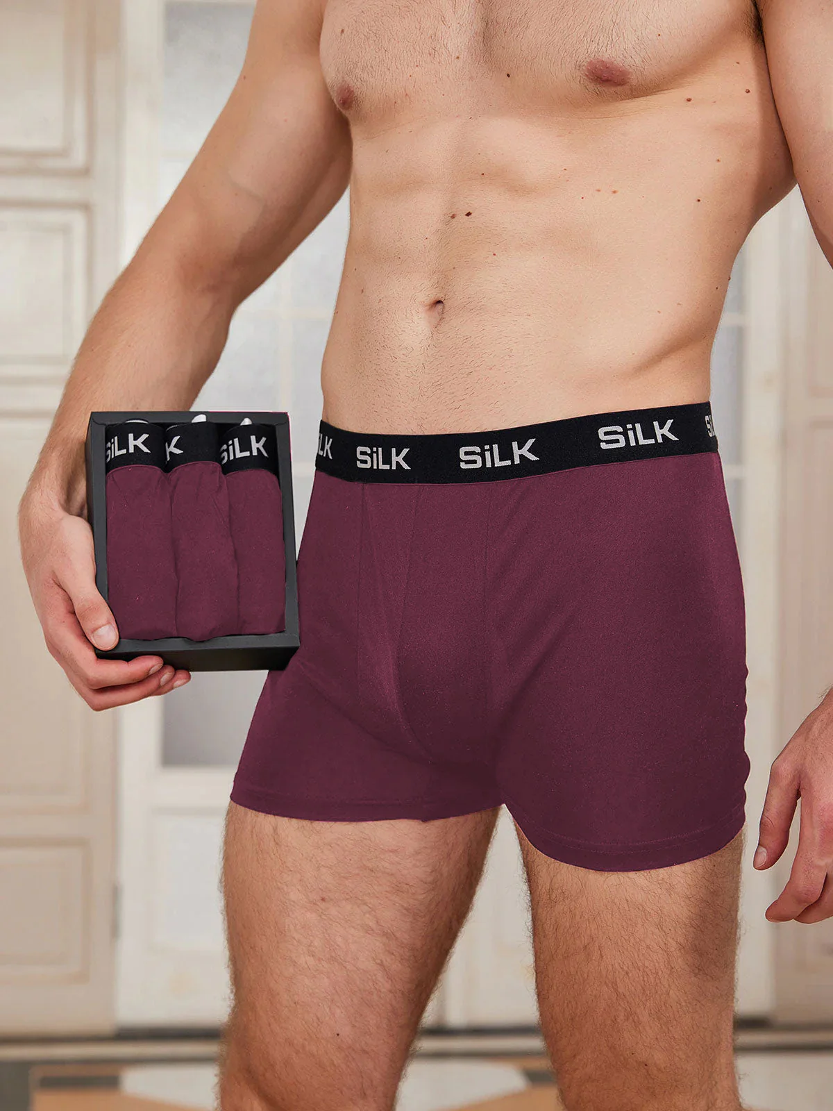 3 Stück Herren Ultra Weiche Bequeme Boxershorts Aus Reiner Seide - Image 9