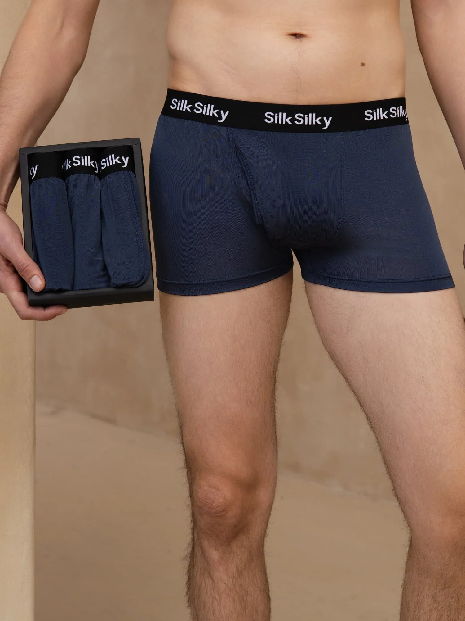 3 Stück Reine Seide Herren Komfort Atmungsaktive Boxer Brief Unterwäsche - Image 10