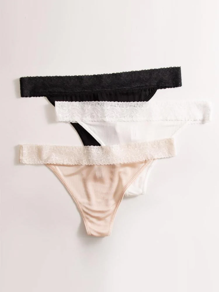 3Pcs Pure Silk sexy Spitzenblumen-String-Höschen (Ohne BH) - Image 4