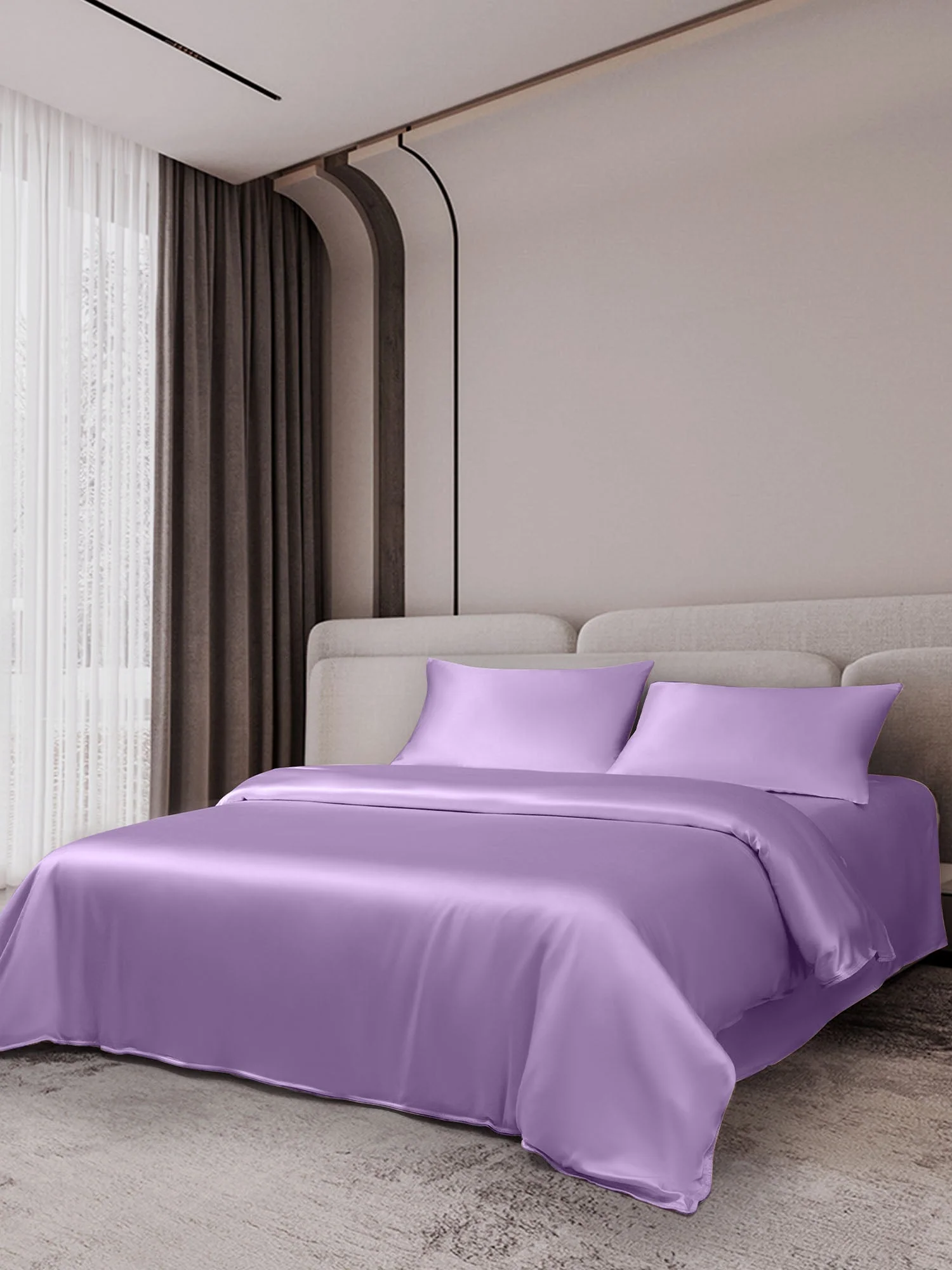 19Momme 4tlg Set Seide Bettbezug+Wohnung Blatt+2x Kissenbezug - Image 18