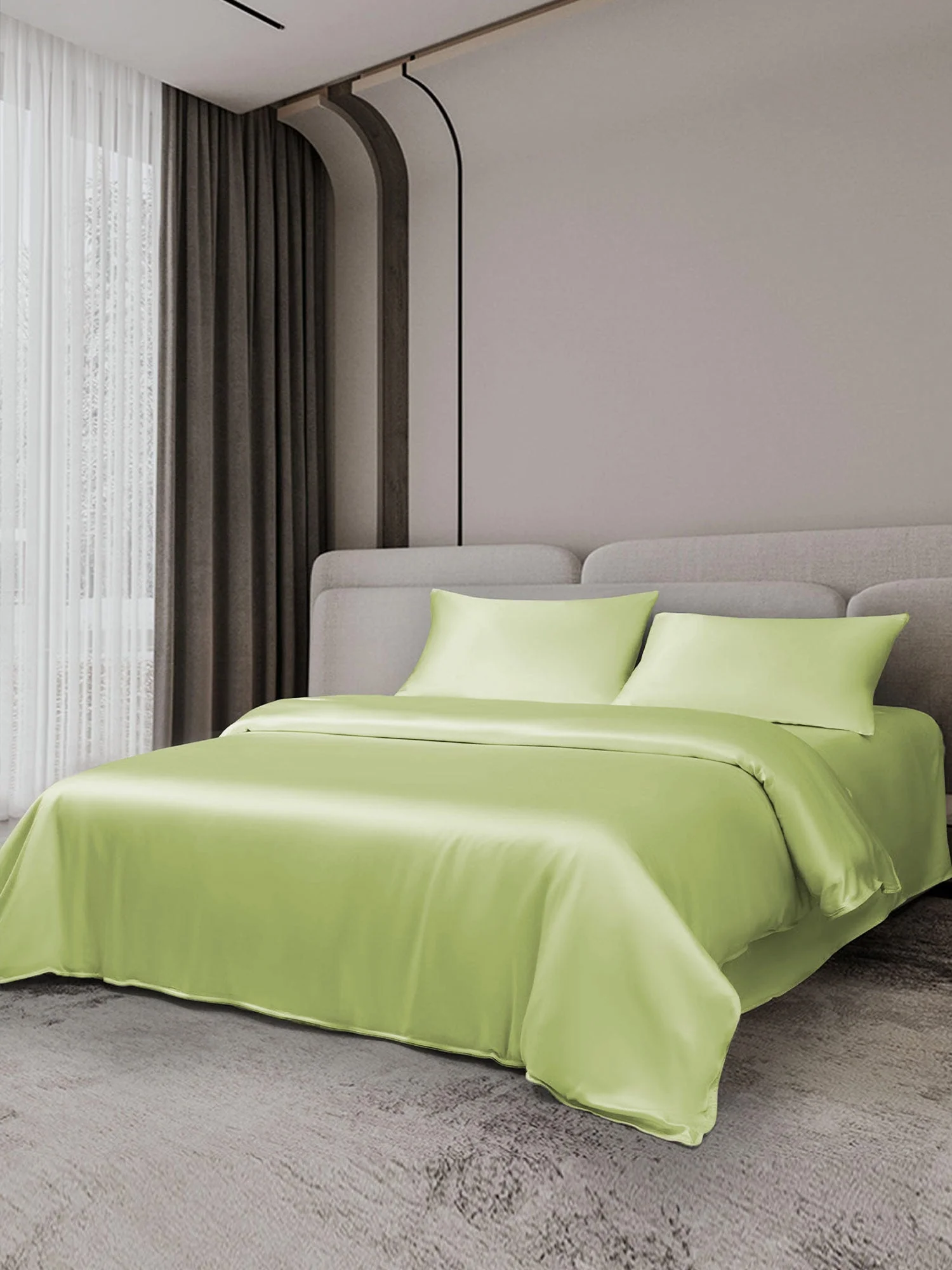 19Momme 4tlg Set Seide Bettbezug+Wohnung Blatt+2x Kissenbezug - Image 85