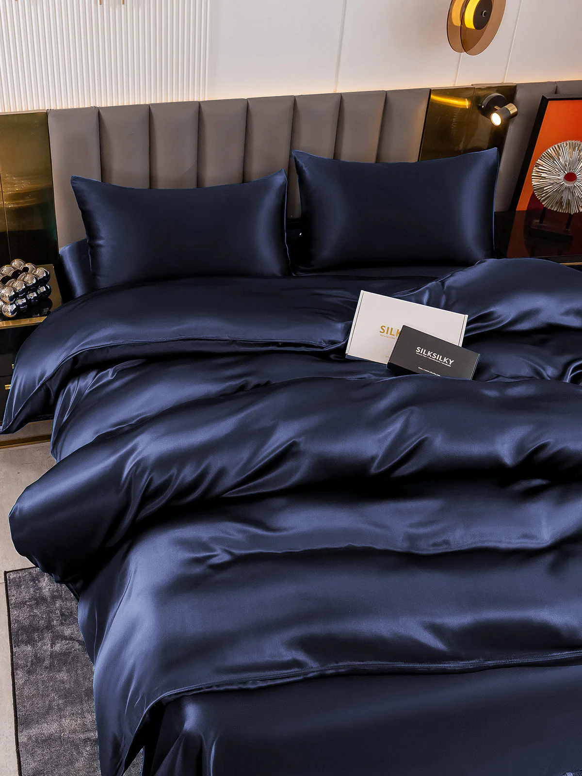 19Momme 4tlg Set Seide Bettbezug+Wohnung Blatt+2x Kissenbezug - Image 9